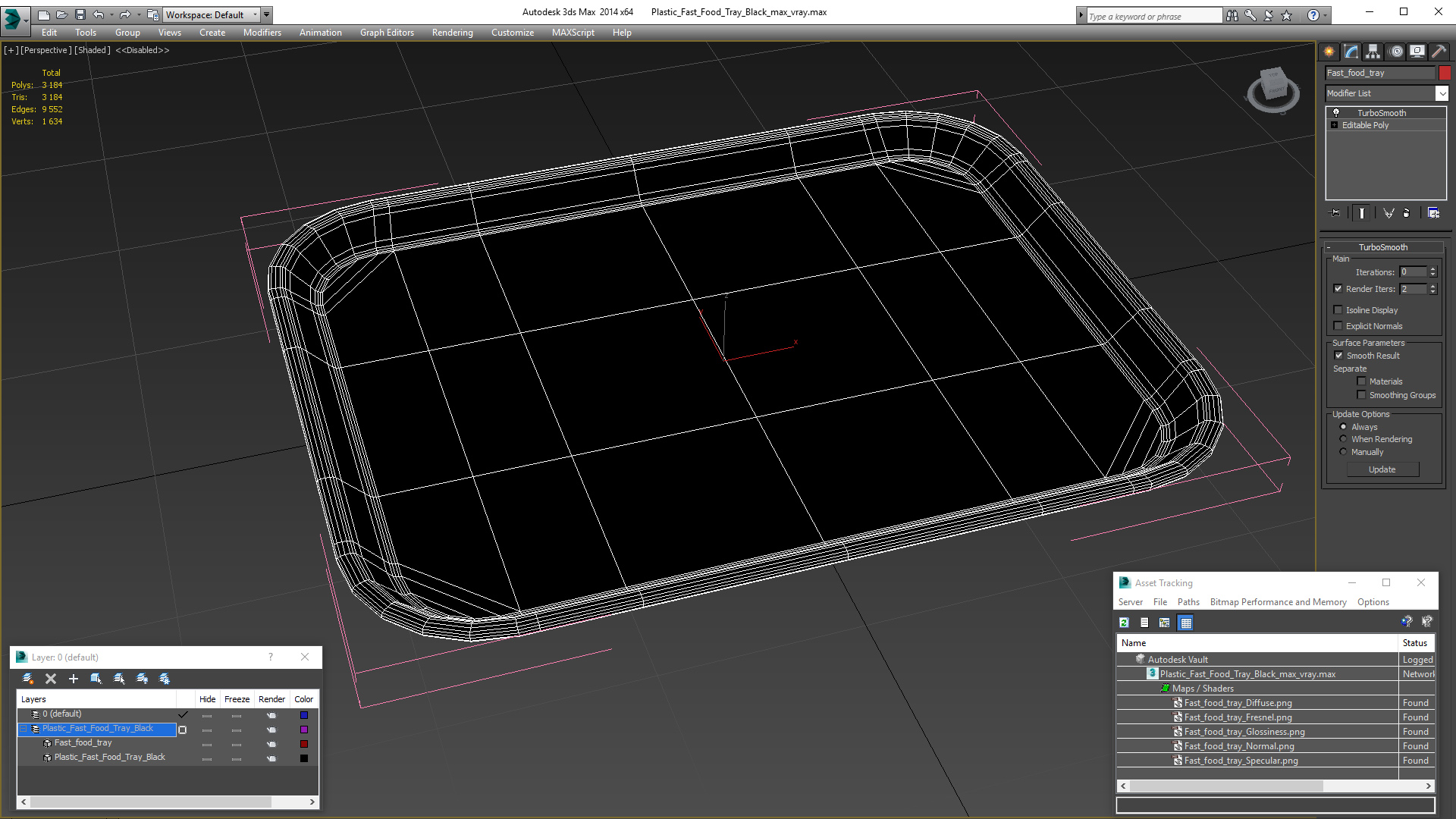 3D Plastic Fast Food Tray Black model