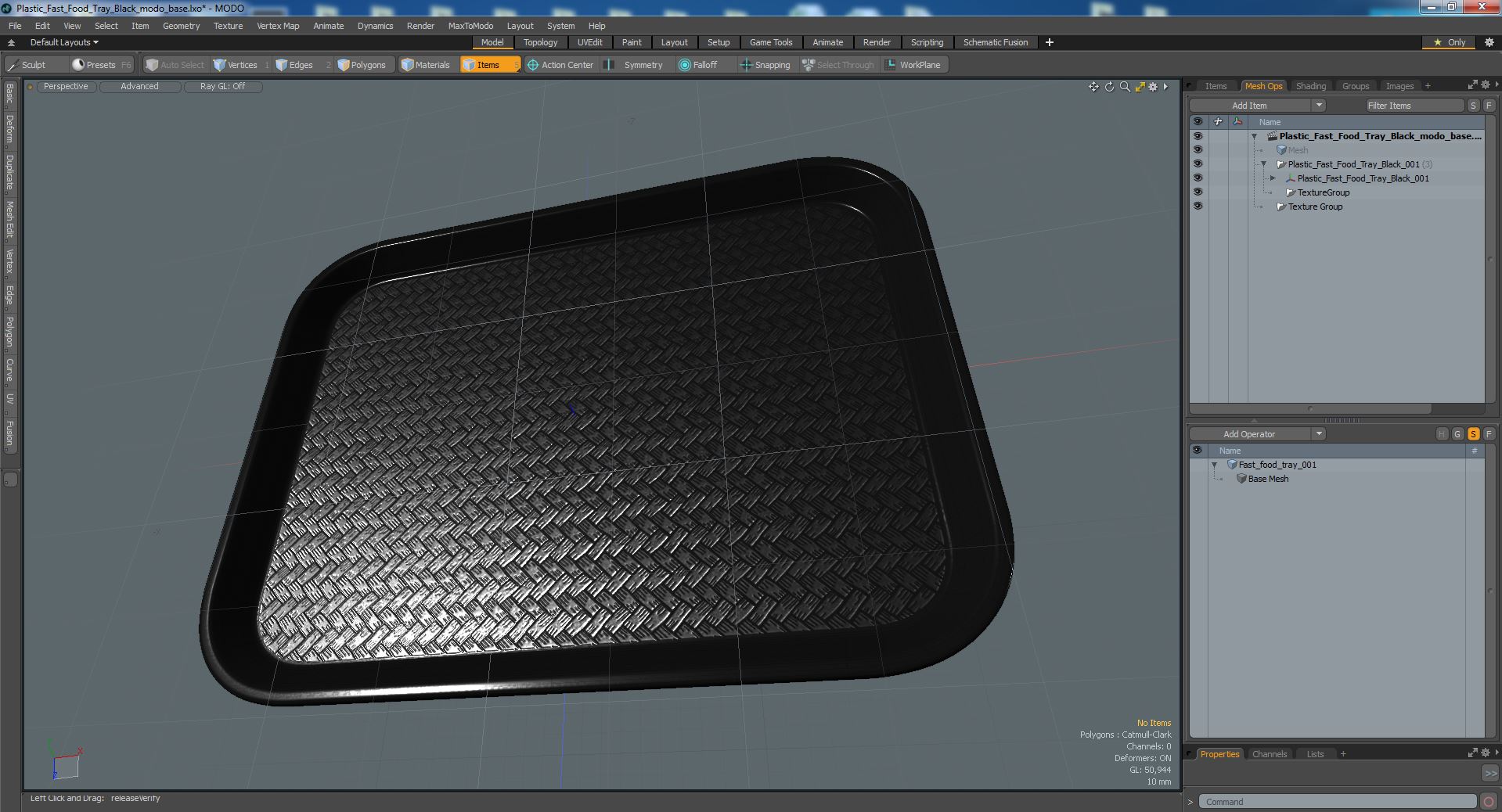 3D Plastic Fast Food Tray Black model