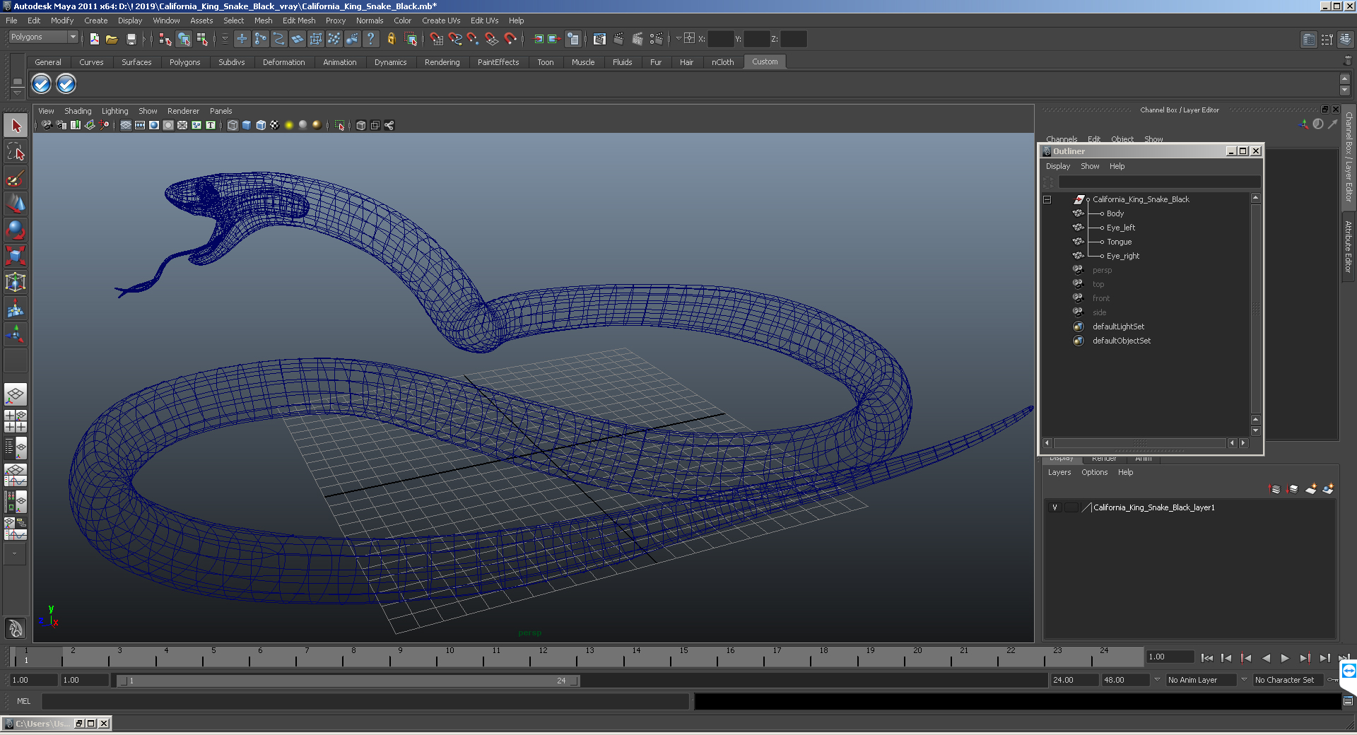 California King Snake Black 3D