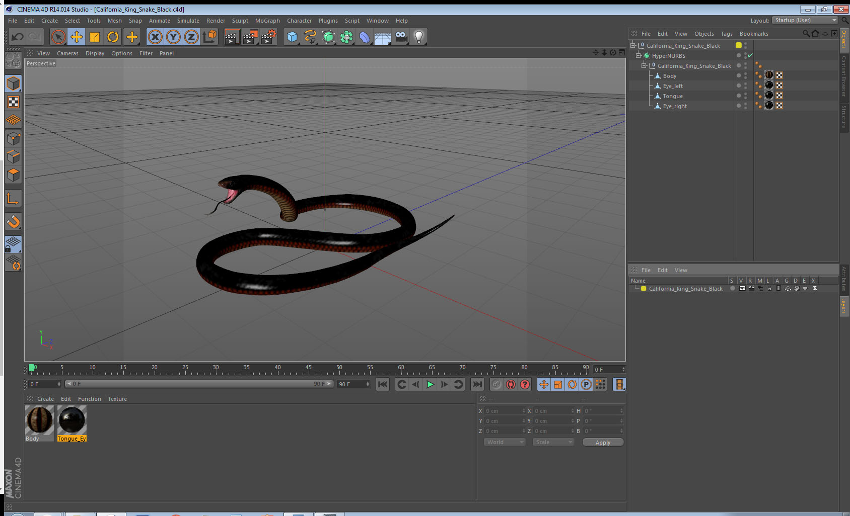 California King Snake Black 3D