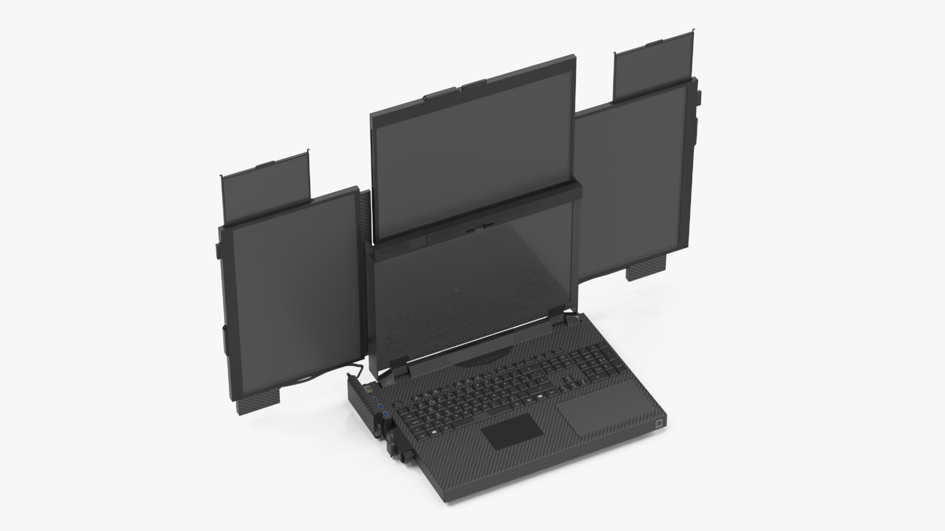 Professional Laptop with 6 Screens 3D model