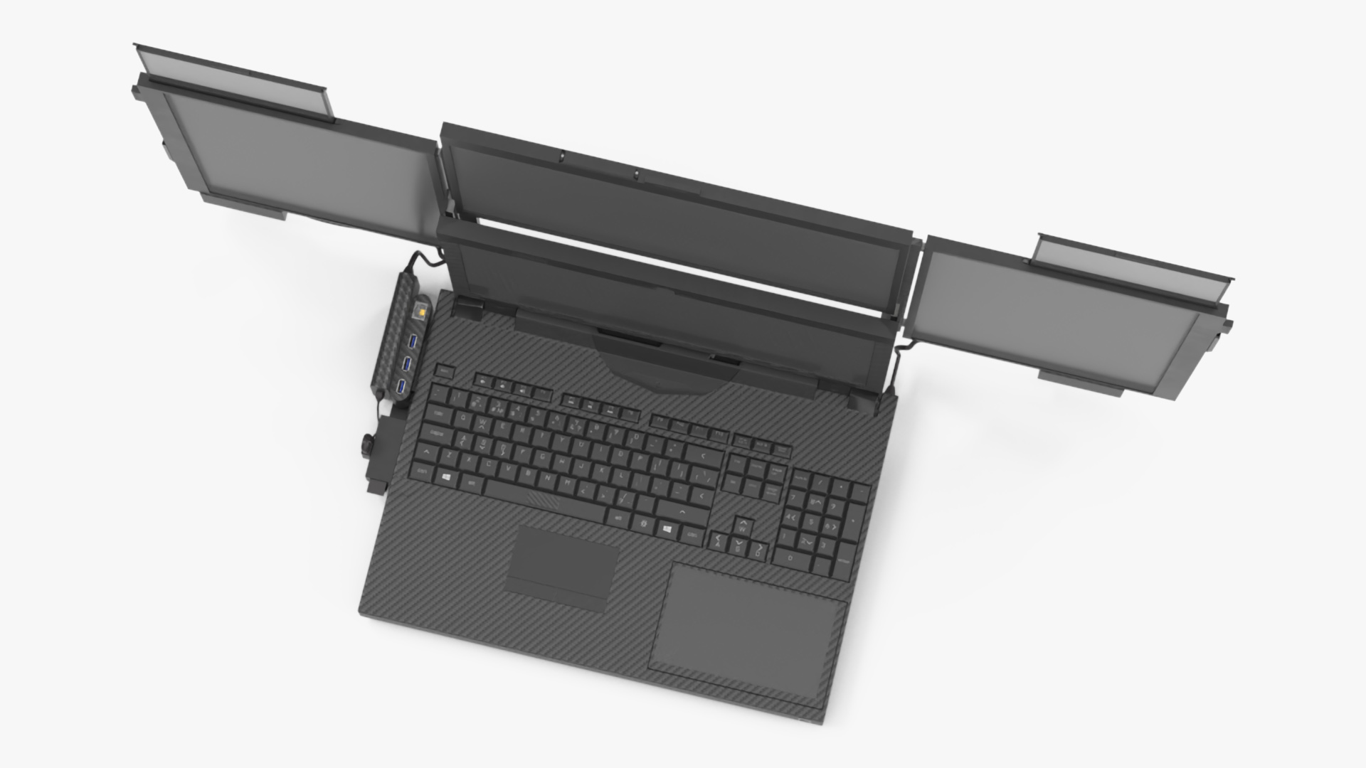 Professional Laptop with 6 Screens 3D model