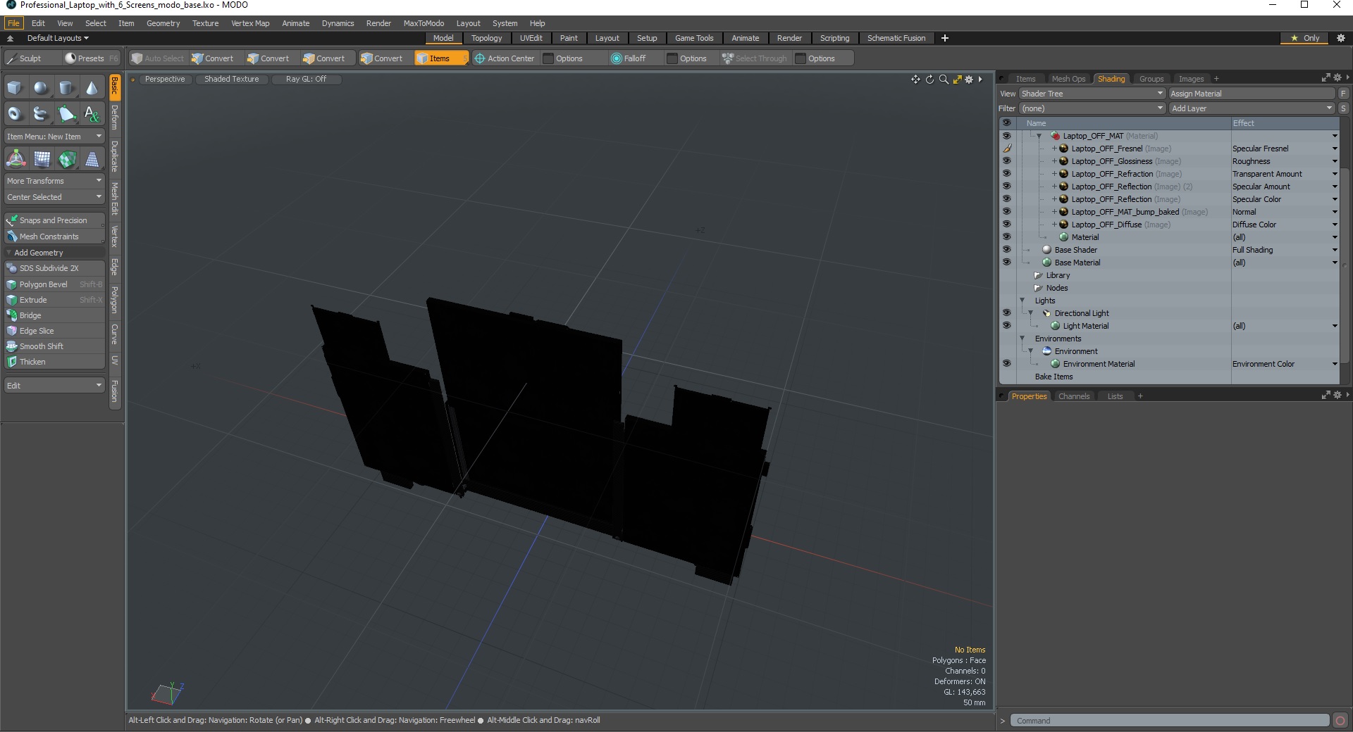 Professional Laptop with 6 Screens 3D model