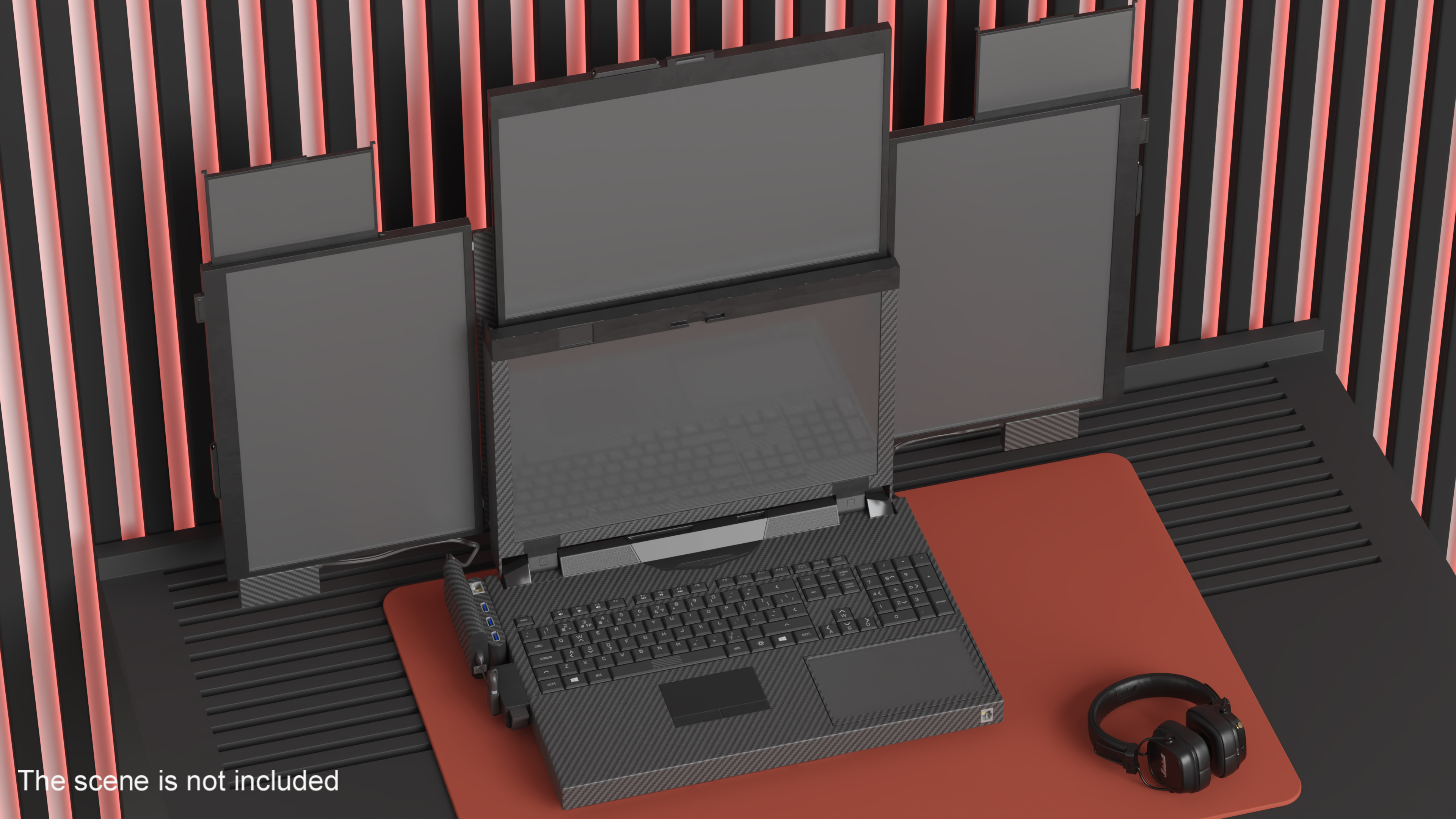 Professional Laptop with 6 Screens 3D model