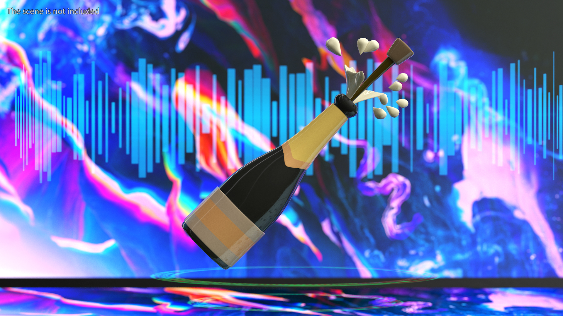3D model Bottle with Popping Cork Emoji