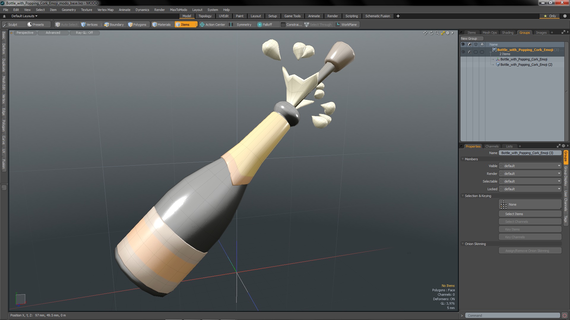 3D model Bottle with Popping Cork Emoji