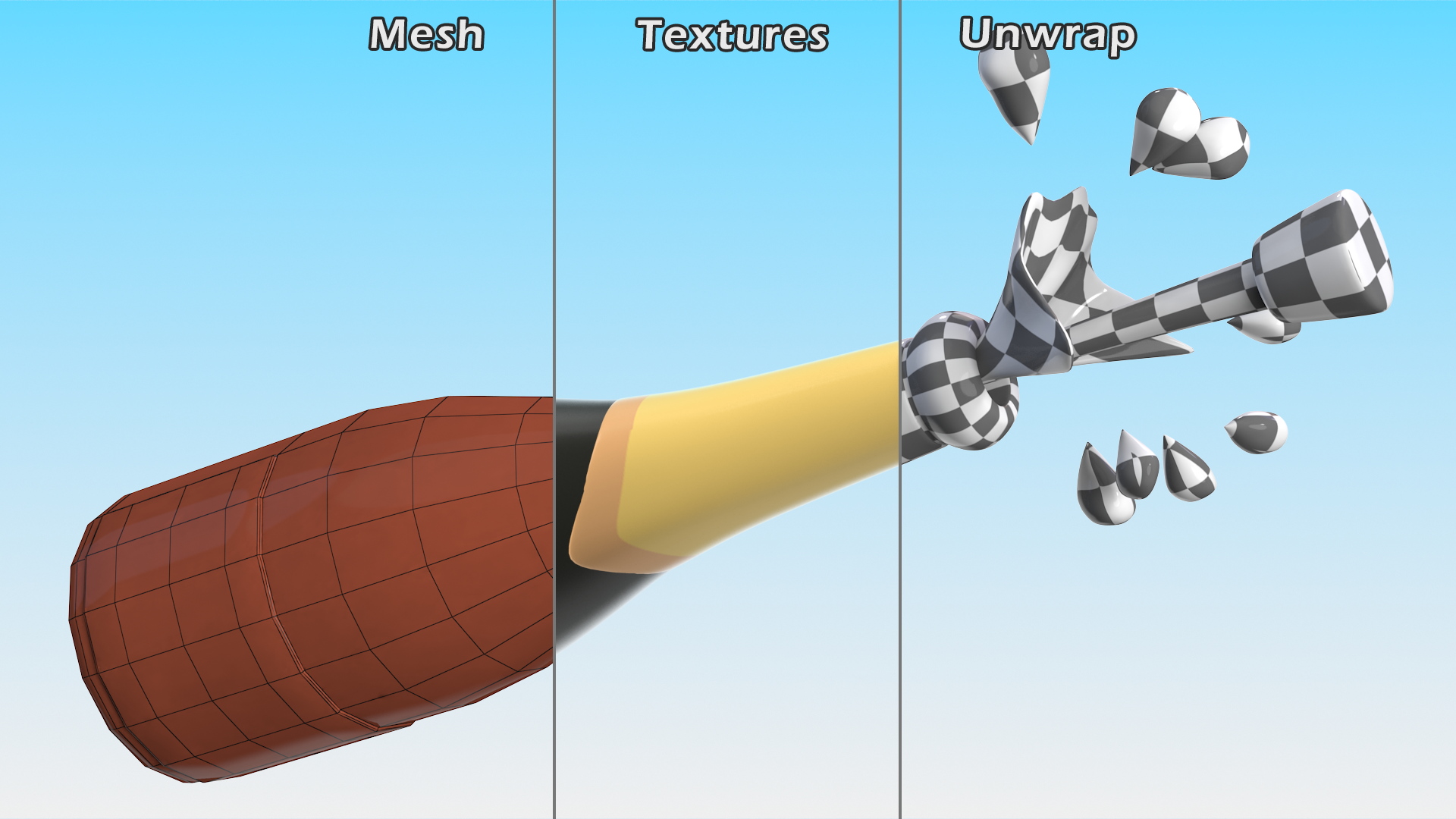 3D model Bottle with Popping Cork Emoji