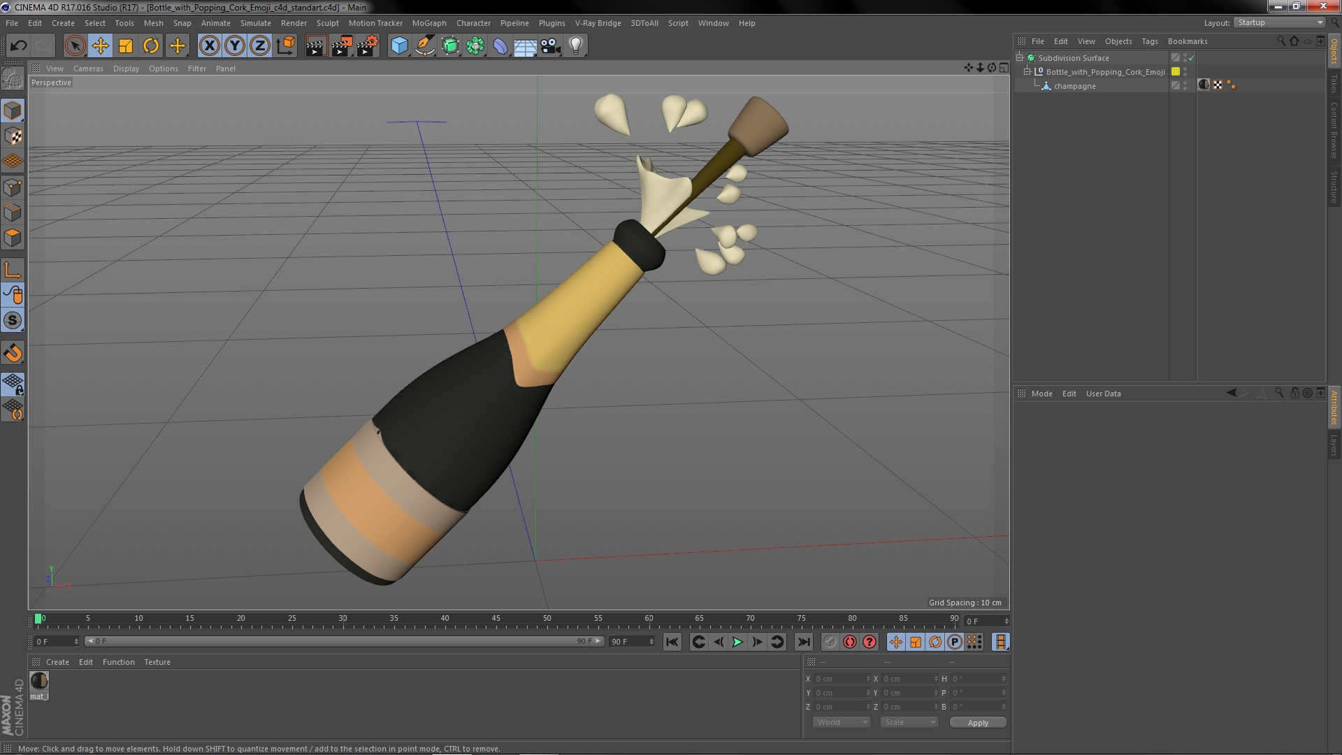 3D model Bottle with Popping Cork Emoji