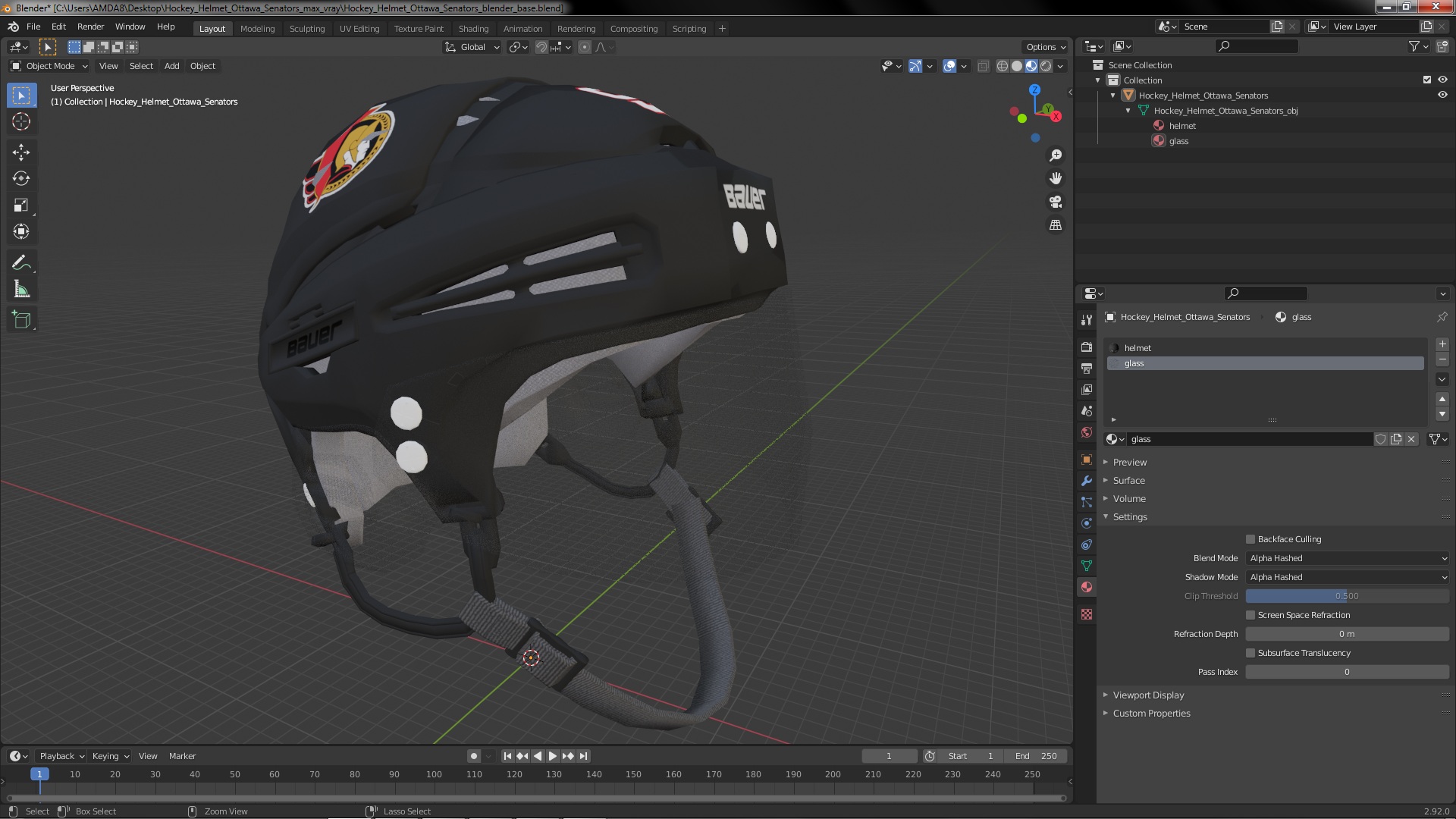 Hockey Helmet Ottawa Senators 3D model