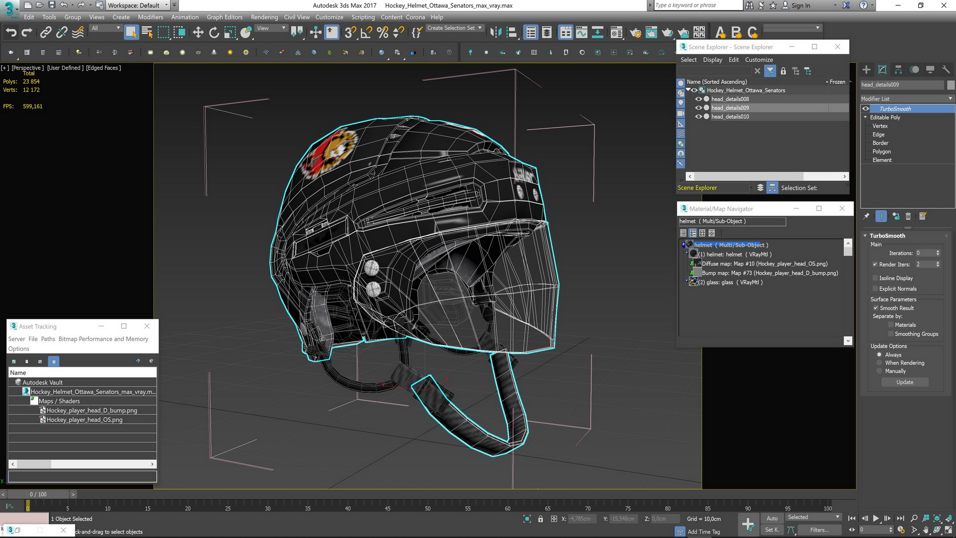 Hockey Helmet Ottawa Senators 3D model