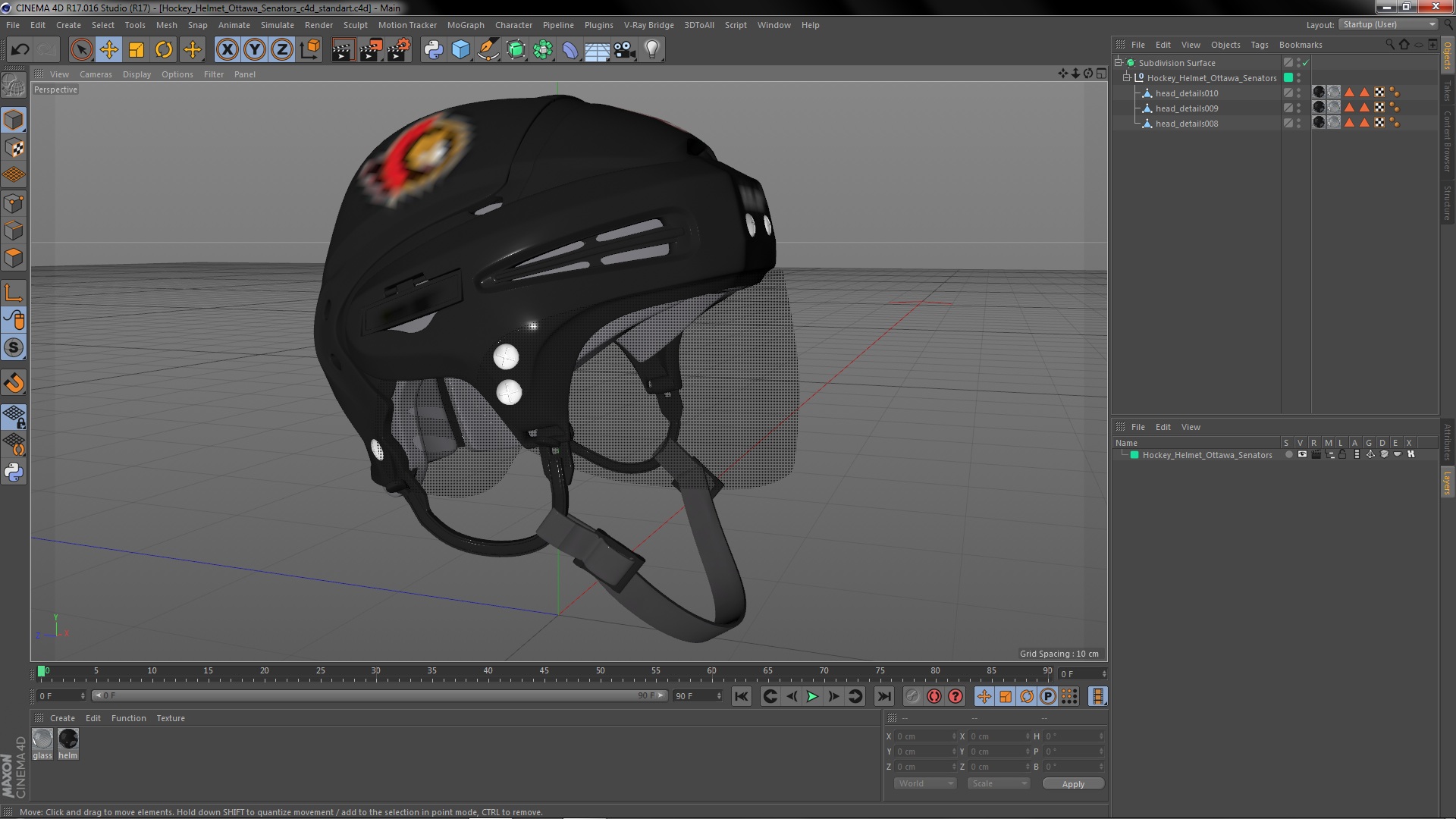 Hockey Helmet Ottawa Senators 3D model