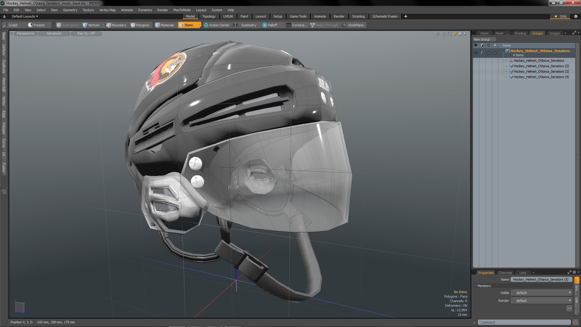 Hockey Helmet Ottawa Senators 3D model
