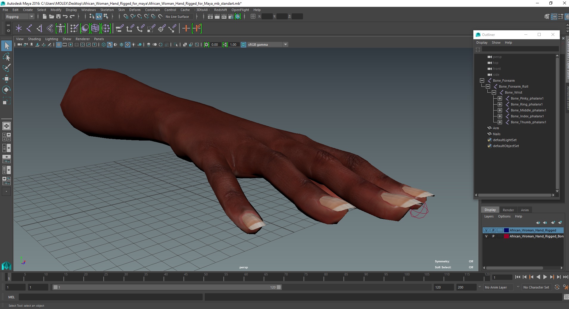 African Woman Hand Rigged for Maya 3D model