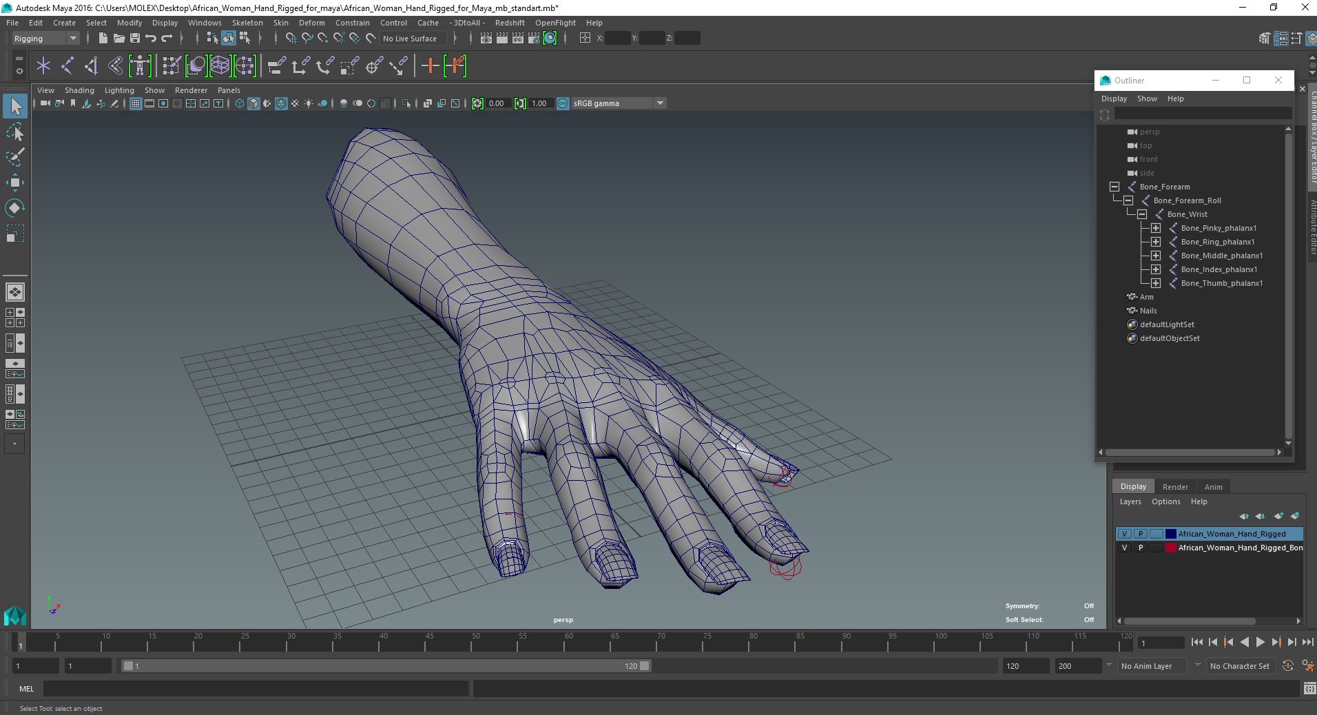 African Woman Hand Rigged for Maya 3D model