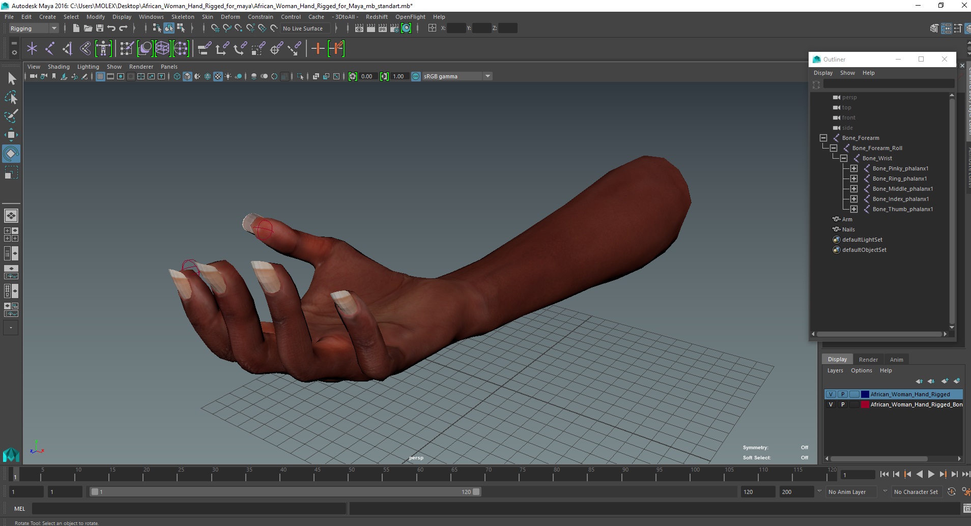 African Woman Hand Rigged for Maya 3D model