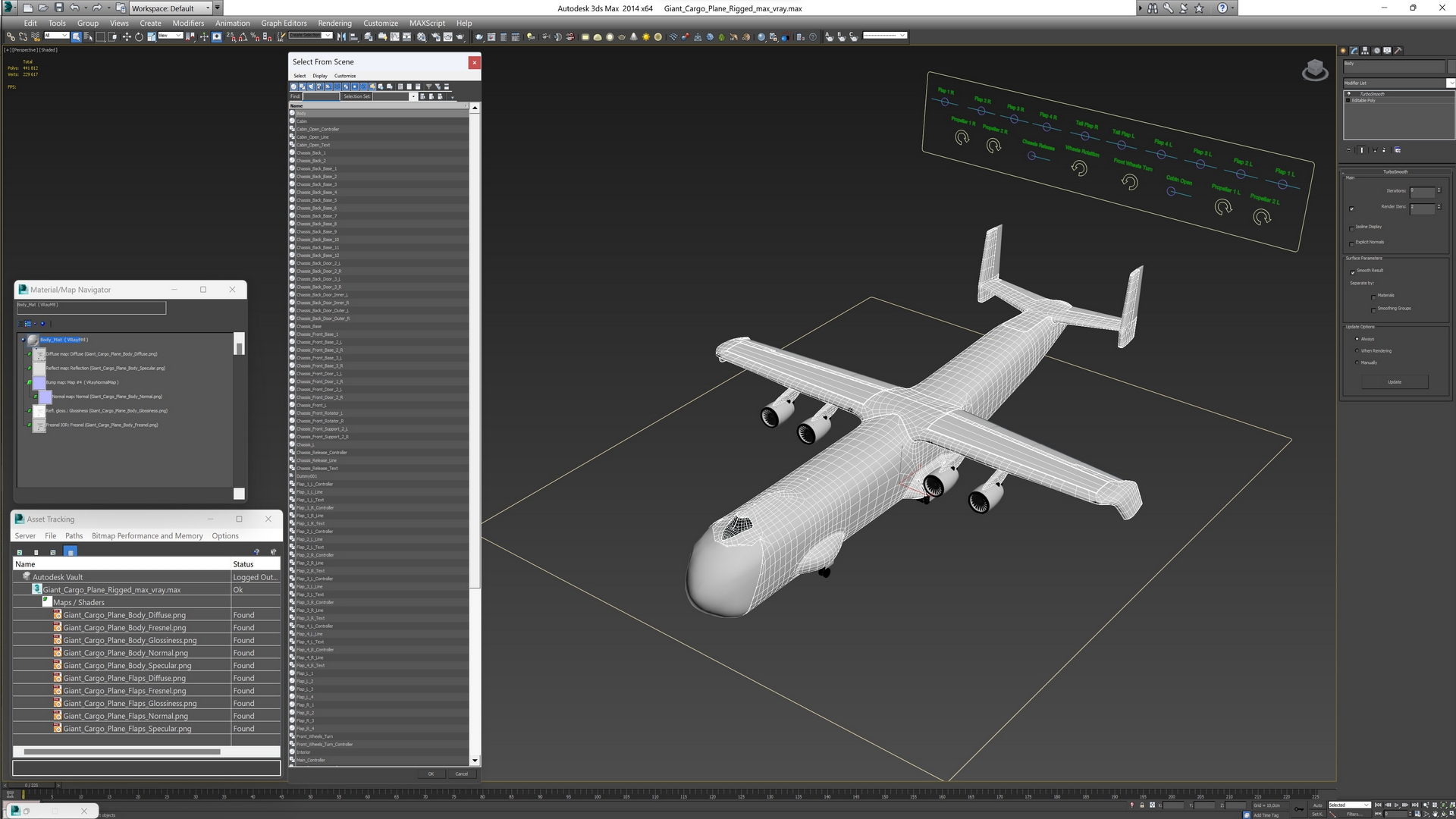 3D Giant Cargo Plane Rigged for Cinema 4D model