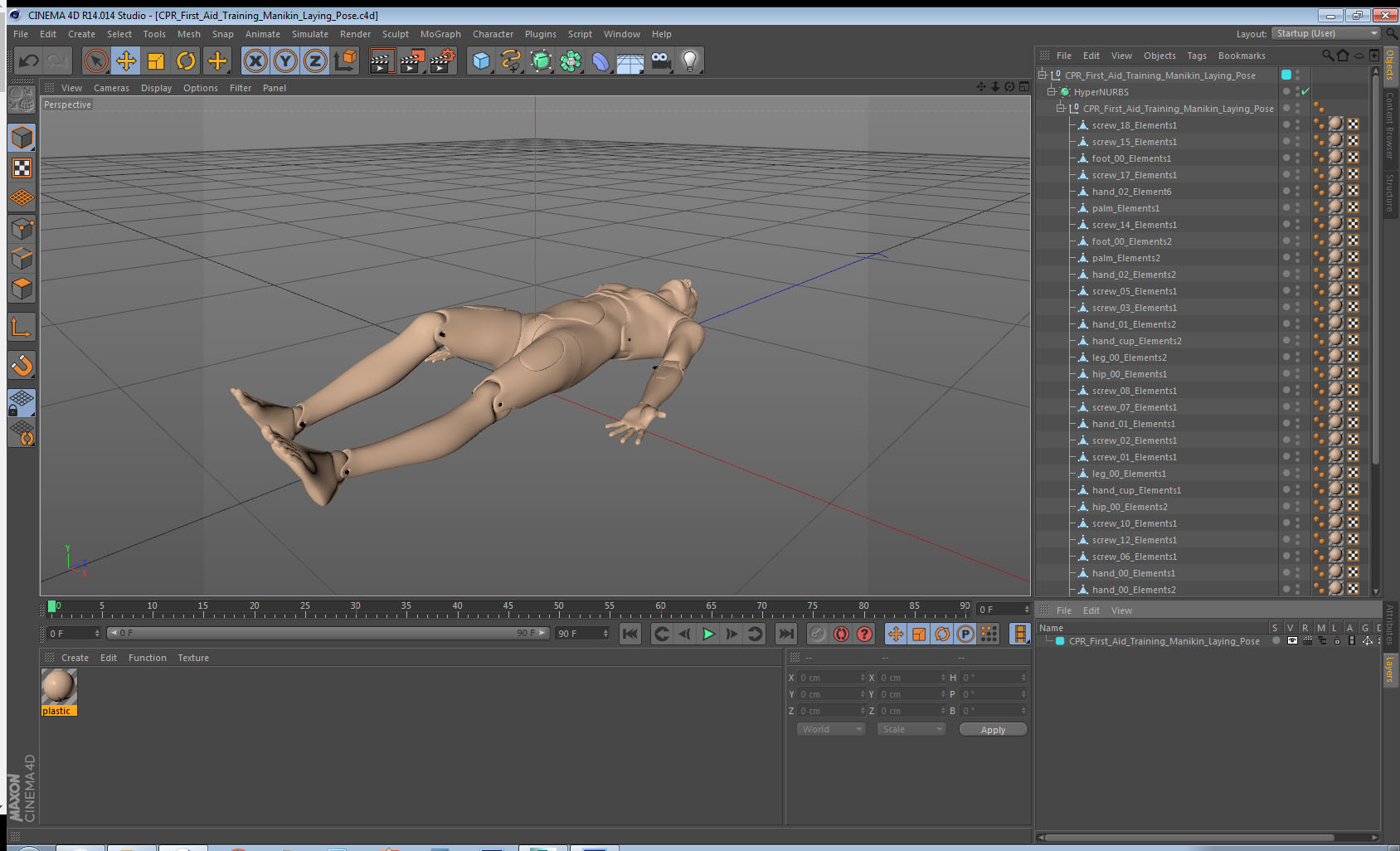 CPR First Aid Training Manikin Laying Pose 3D