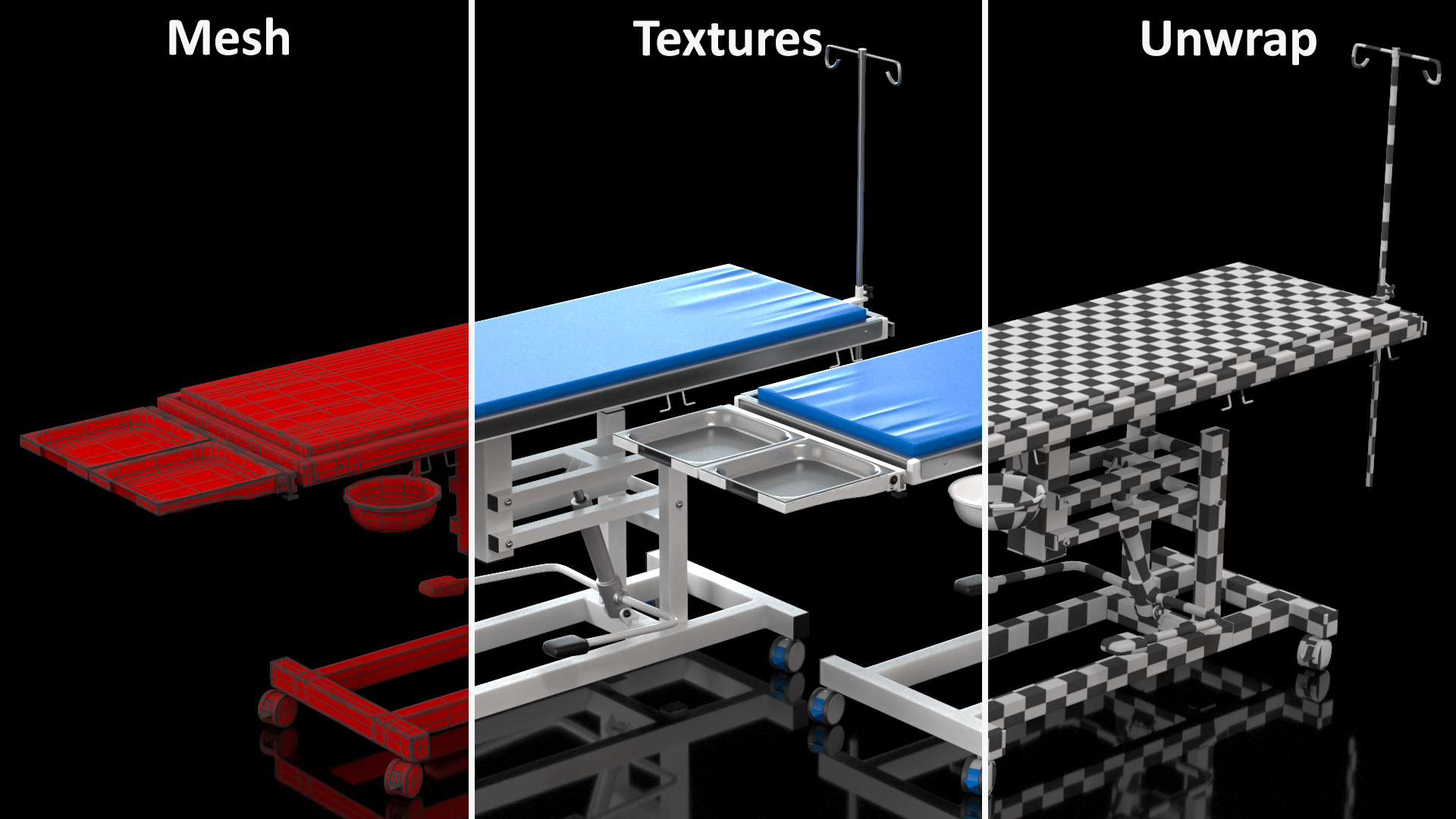 Examination Table for Veterinary Rigged 3D model
