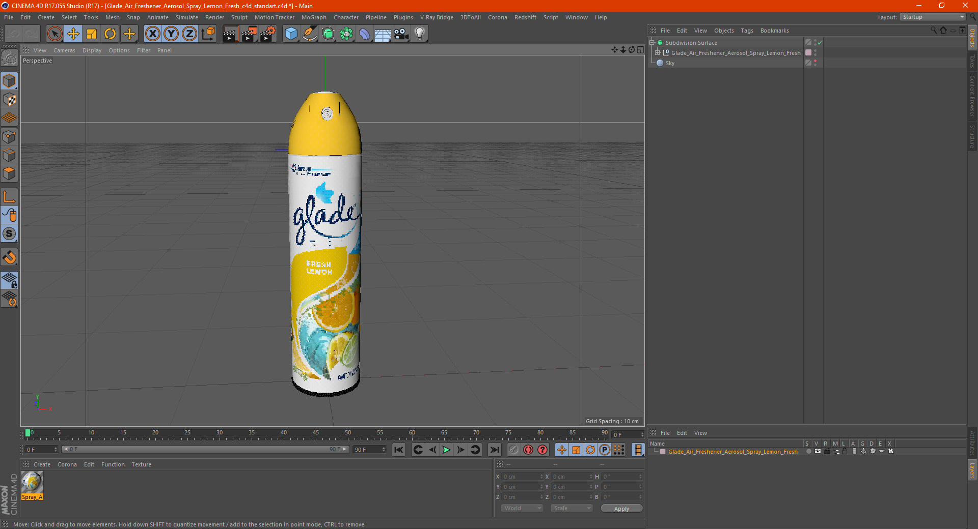 3D model Glade Air Freshener Aerosol Spray Lemon Fresh