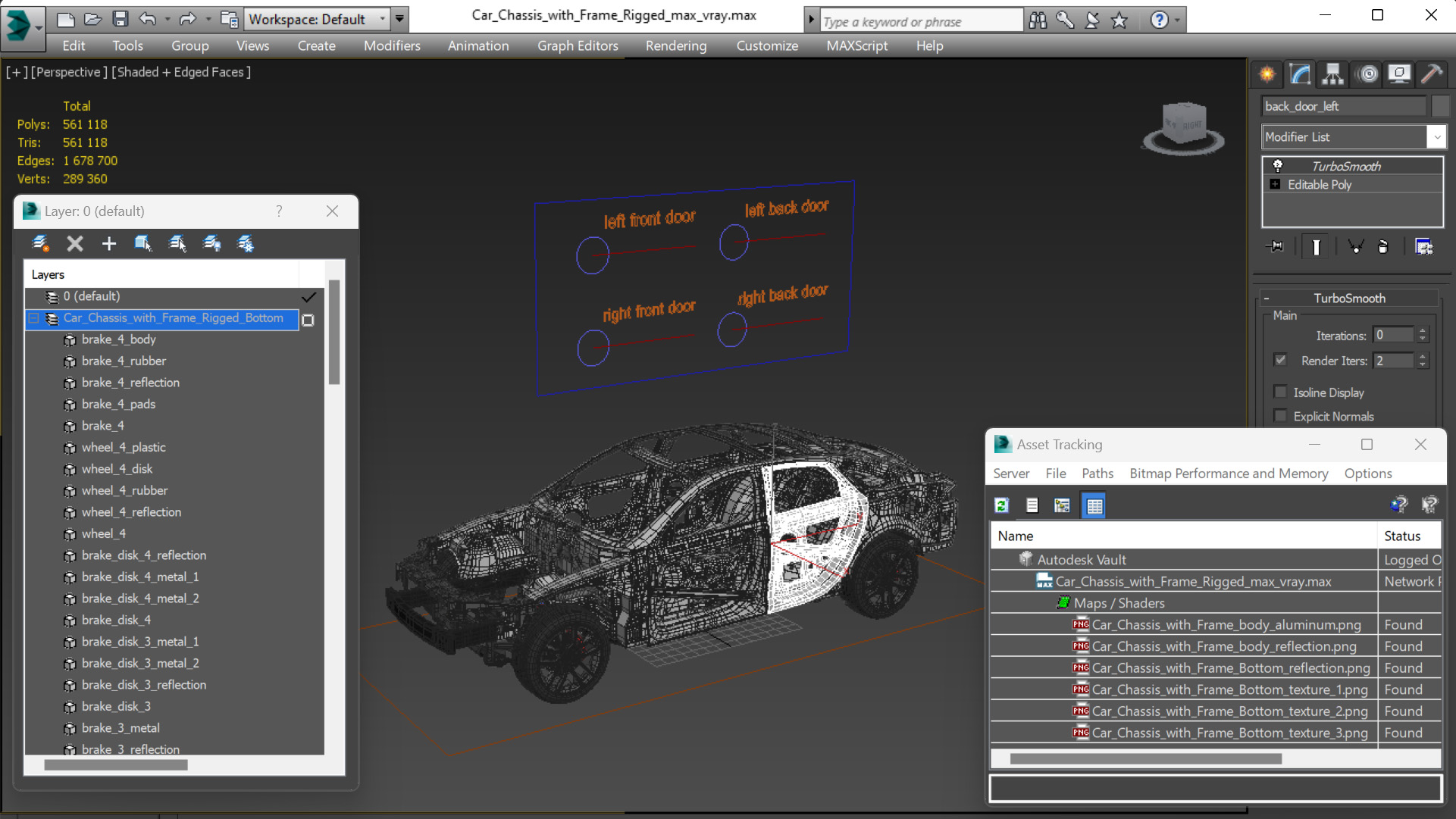Car Chassis with Frame Rigged 3D model
