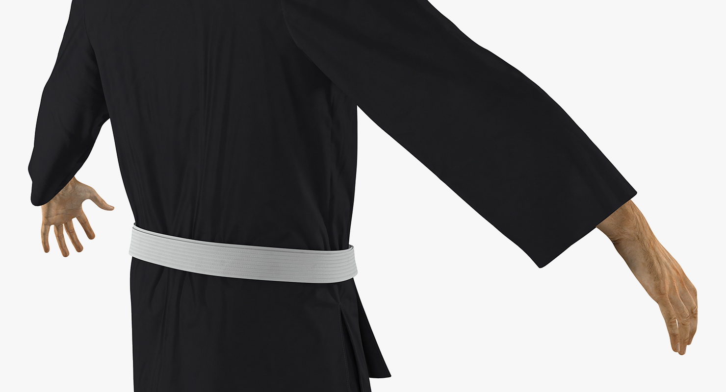 3D model Japanese Karate Fighter Black Suit with Fur Rigged