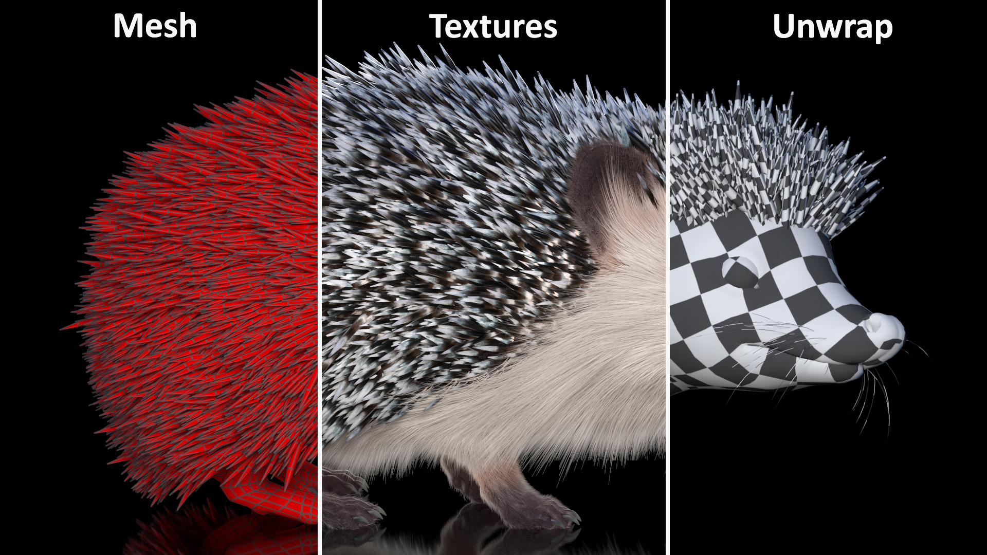 White Standing Hedgehog Fur 3D