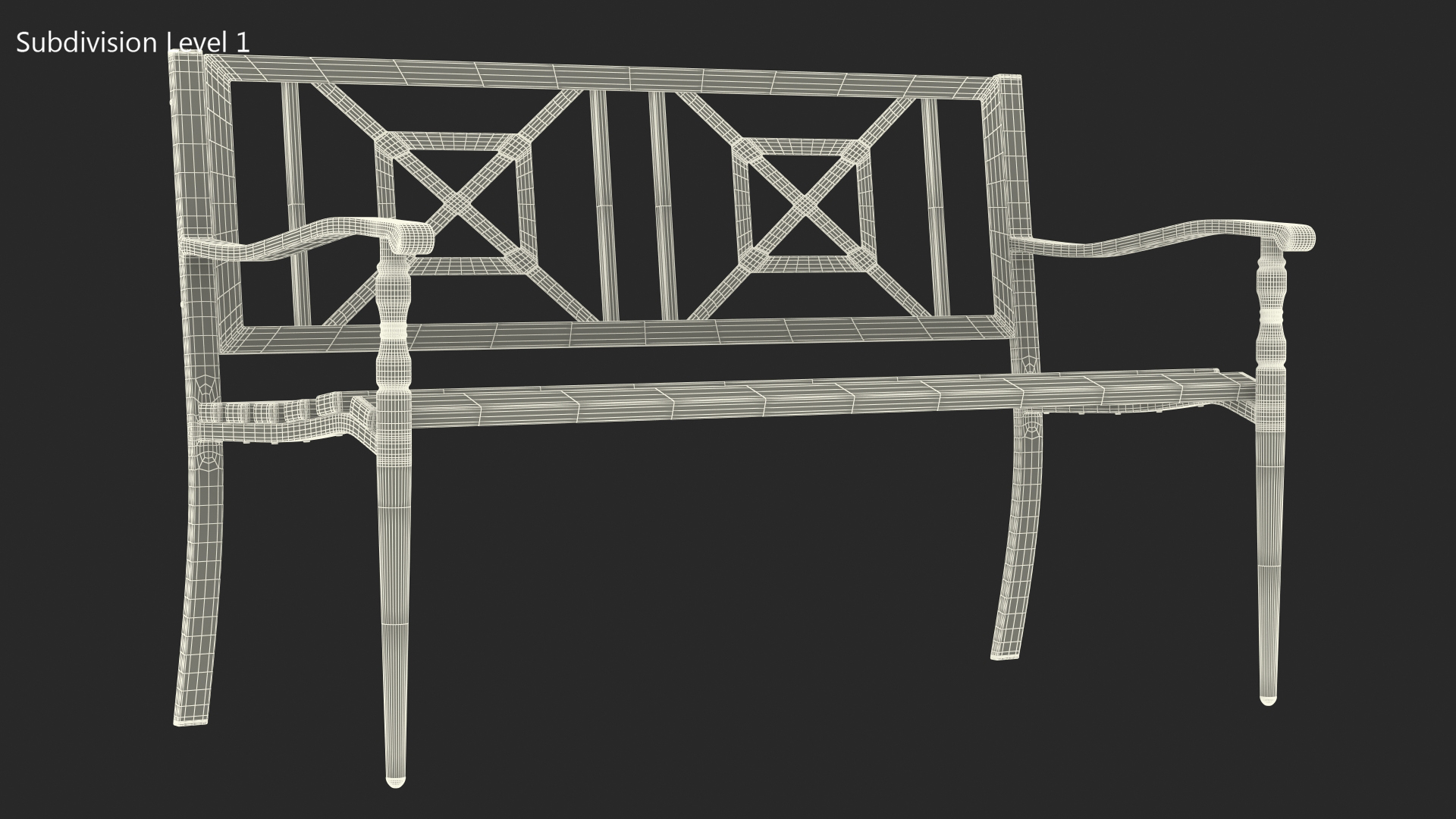 Metal Park Bench White 3D