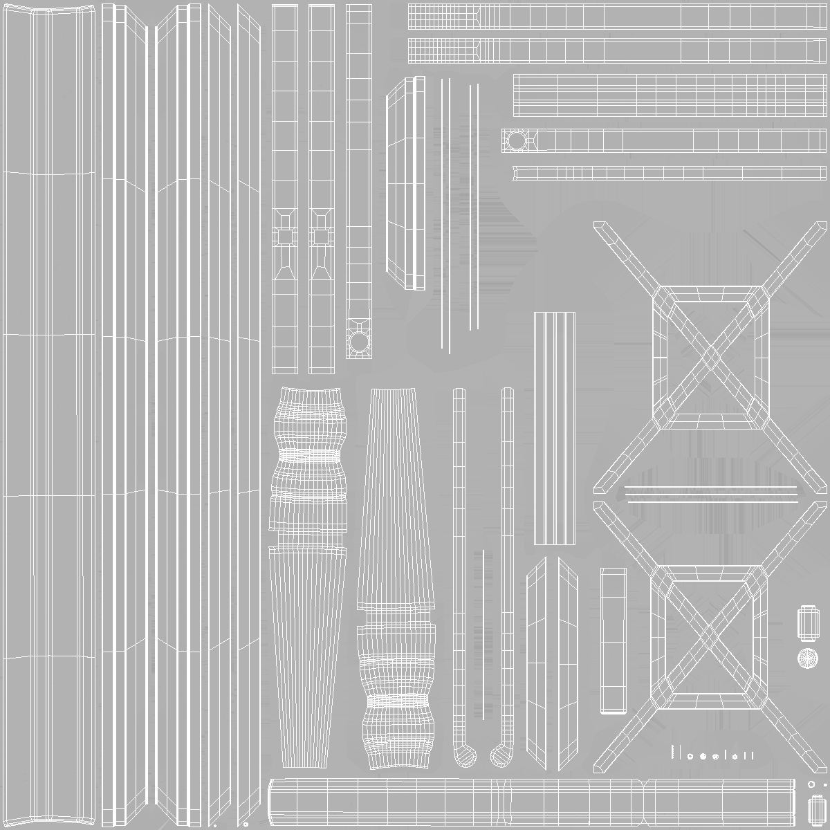Metal Park Bench White 3D