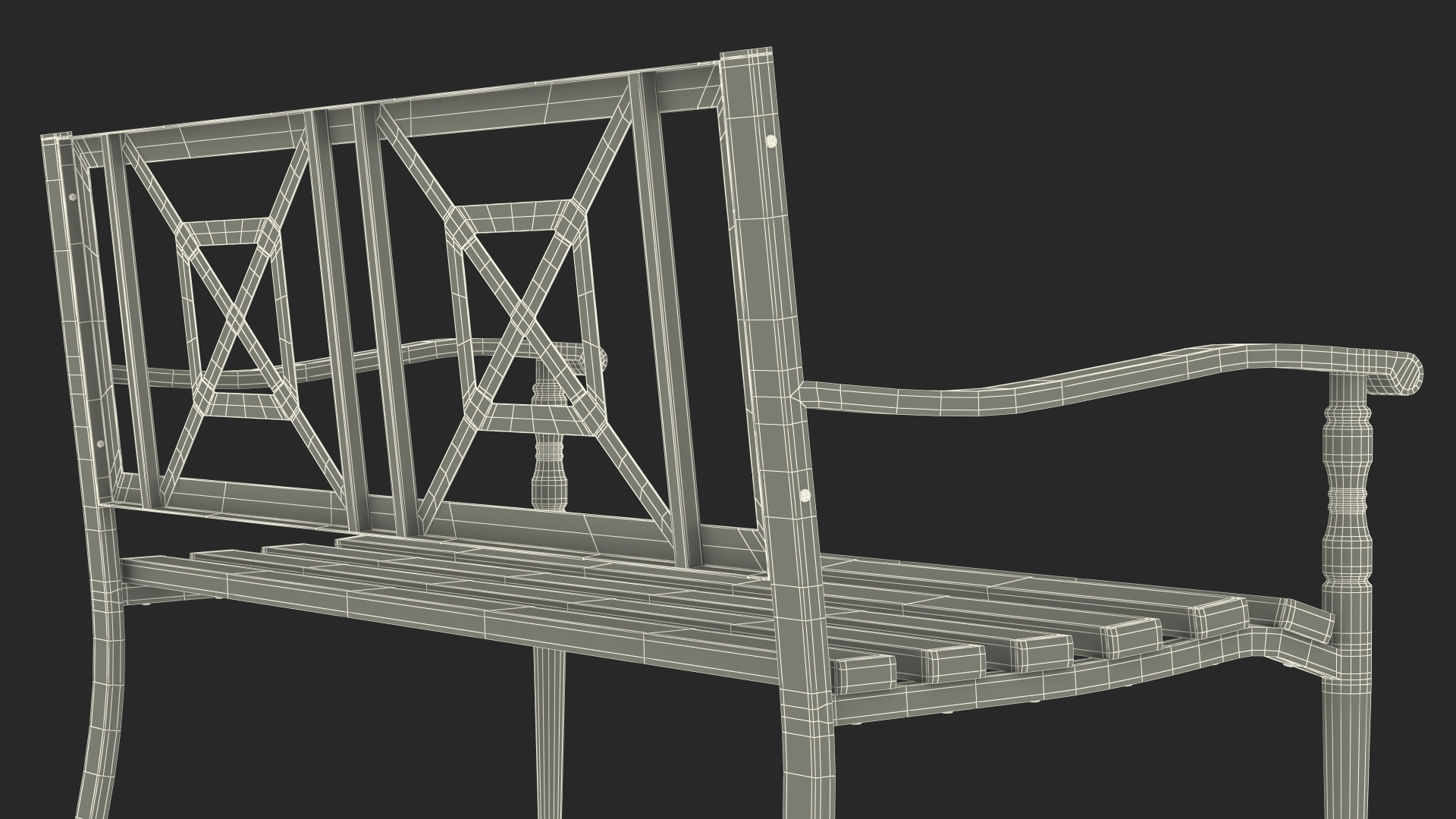 Metal Park Bench White 3D