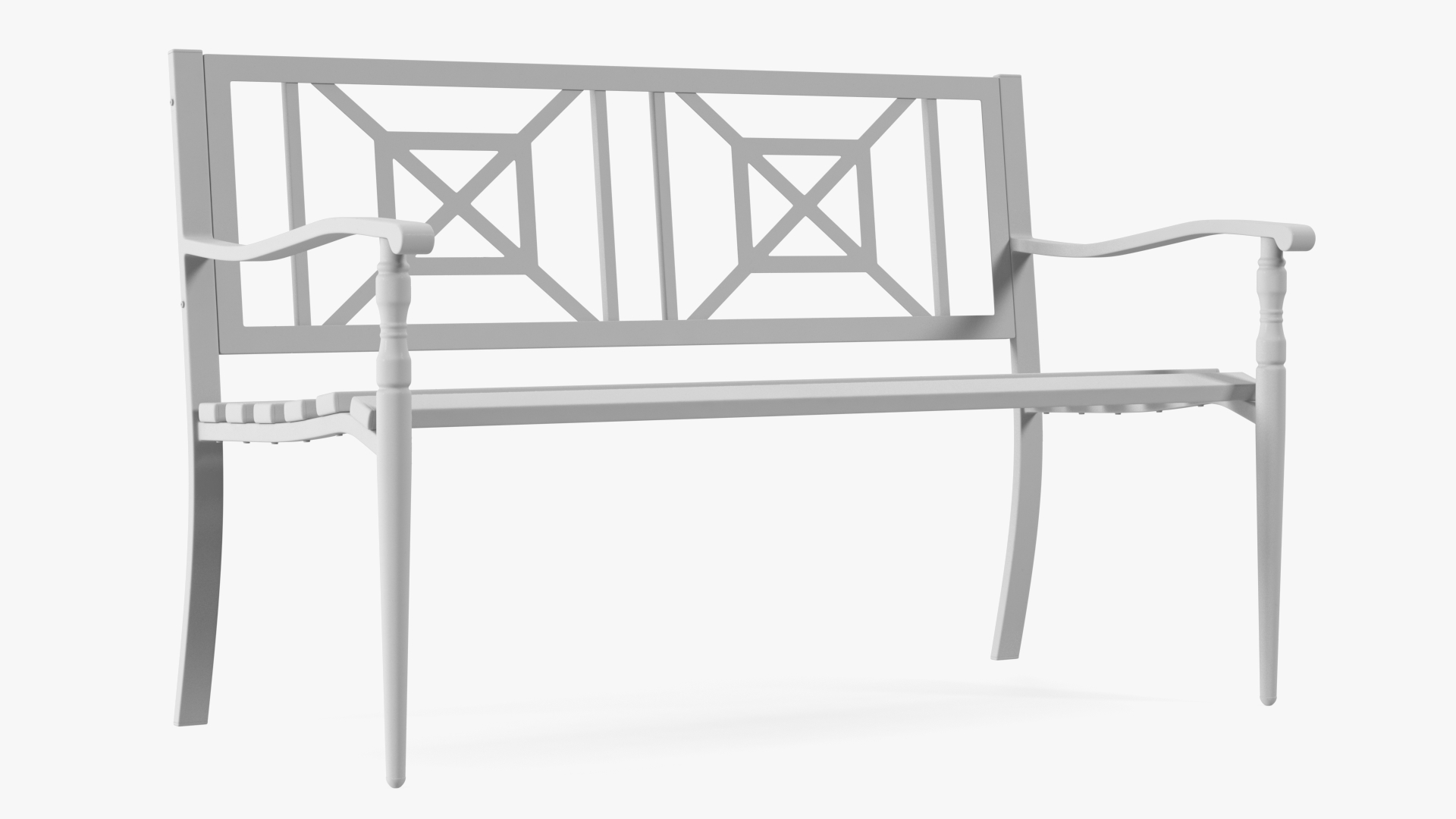 Metal Park Bench White 3D