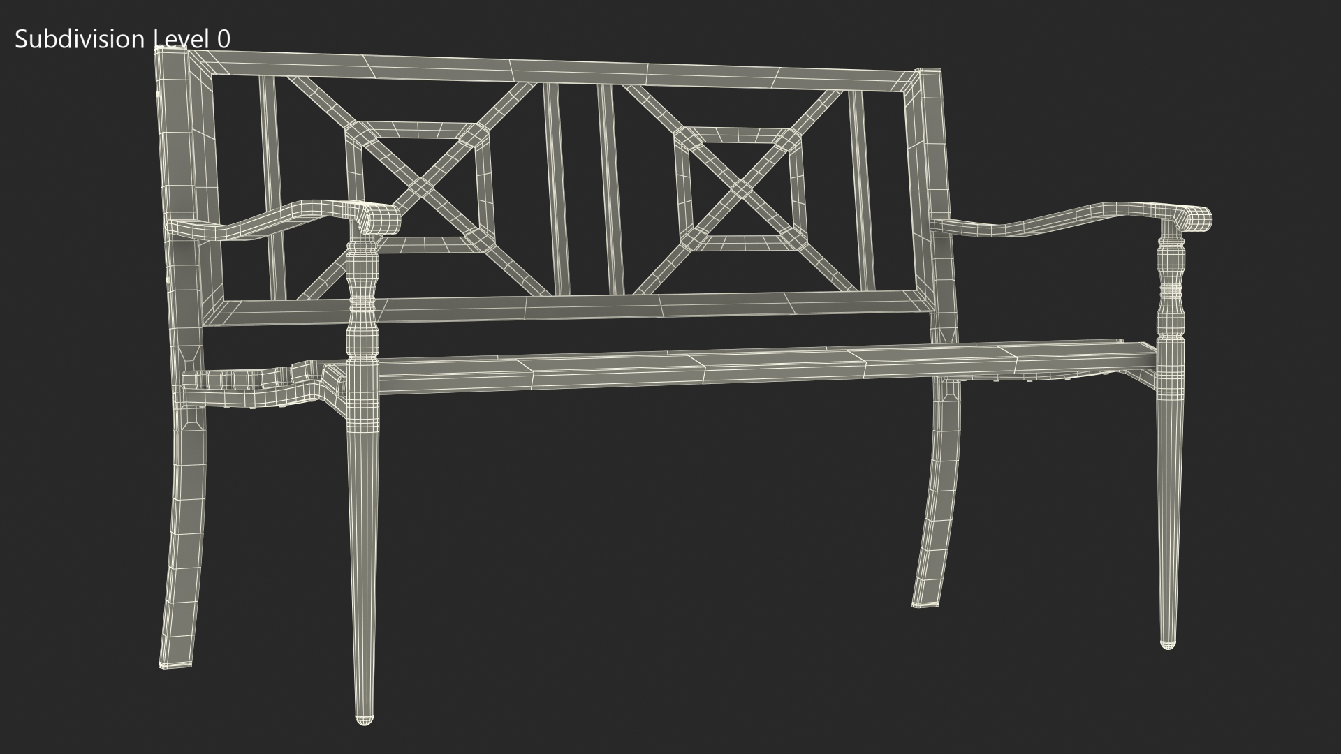 Metal Park Bench White 3D