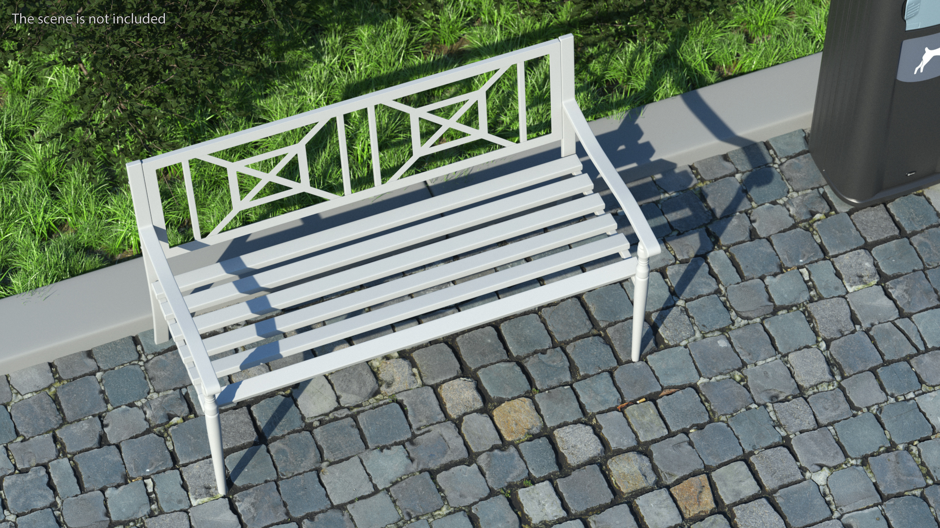 Metal Park Bench White 3D