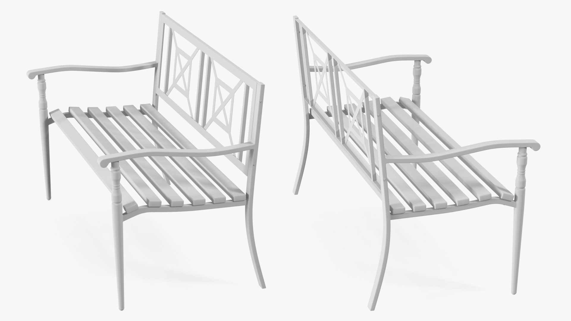 Metal Park Bench White 3D