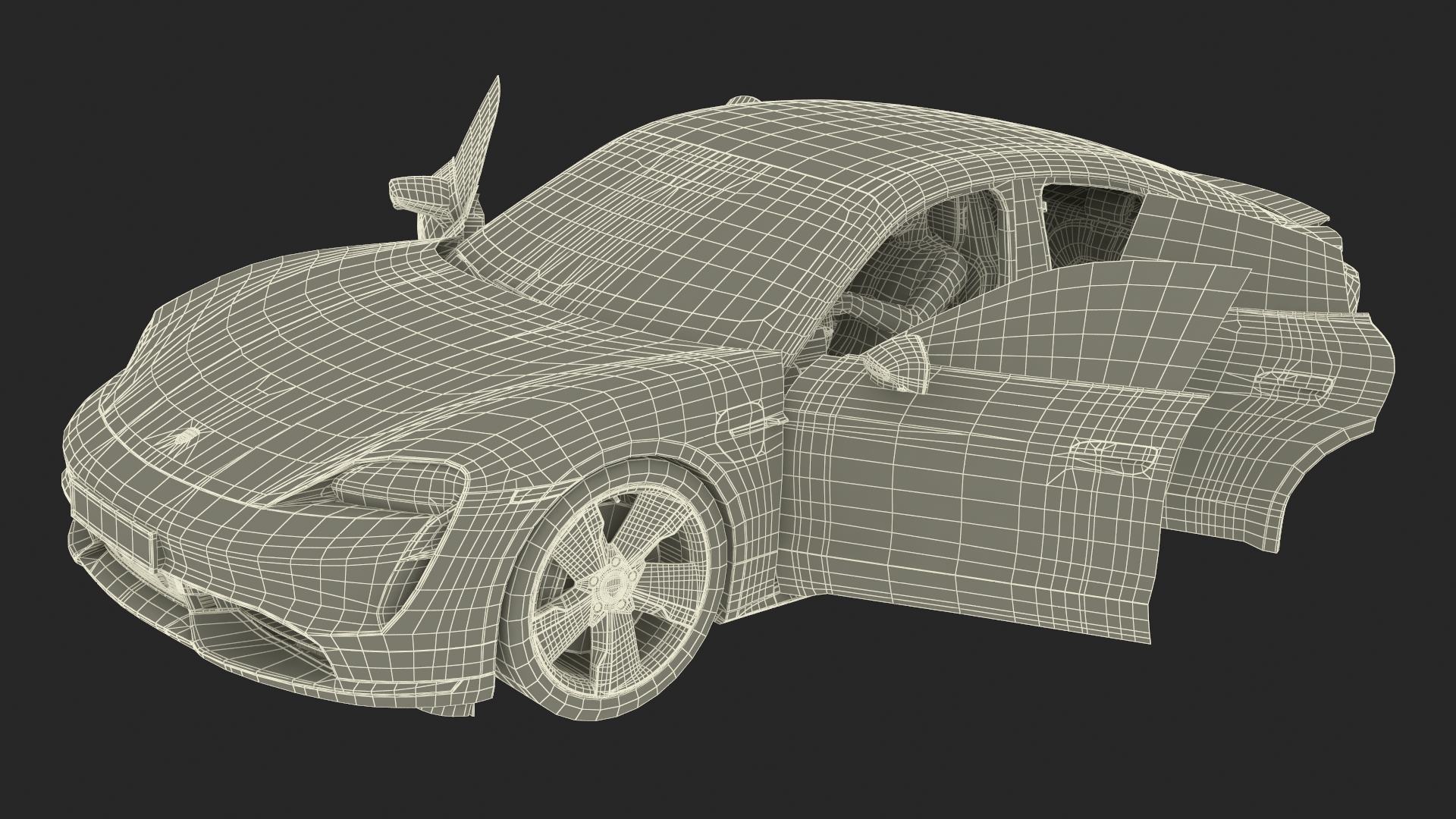 3D model Electric Car Porsche Taycan Turbo with Driver