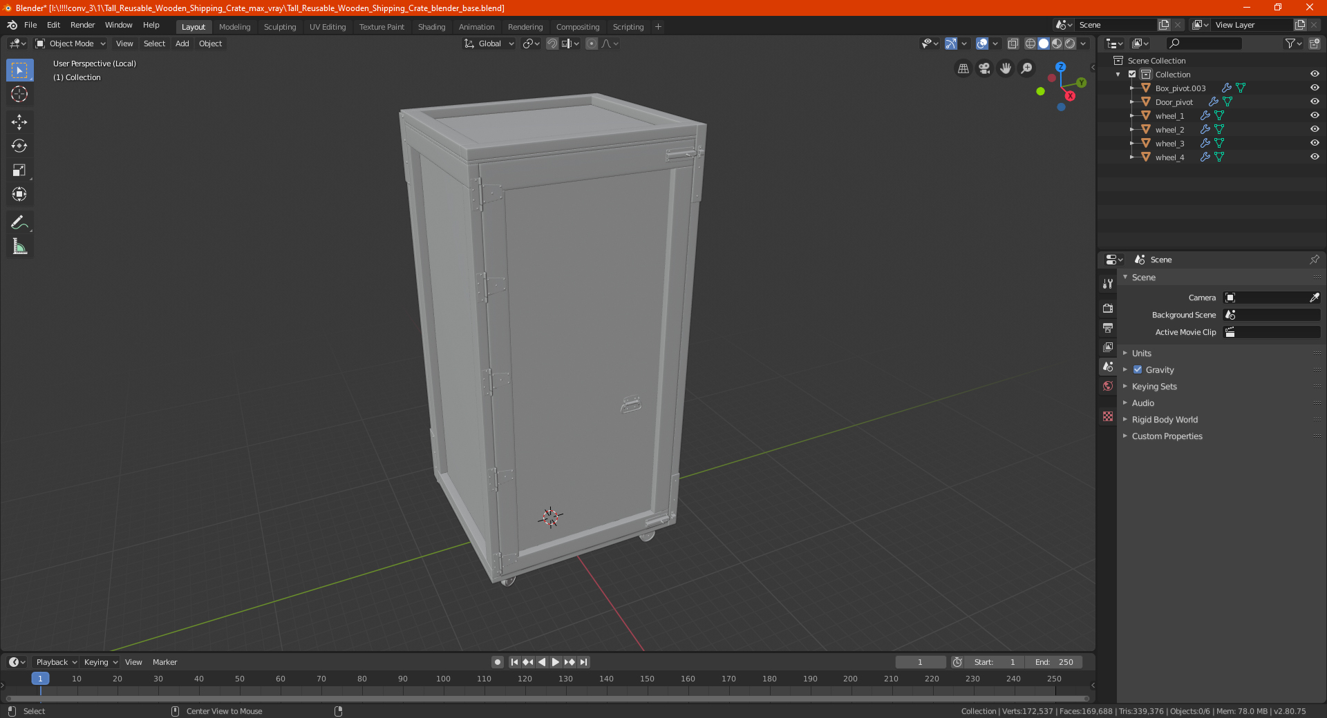 3D model Tall Reusable Wooden Shipping Crate
