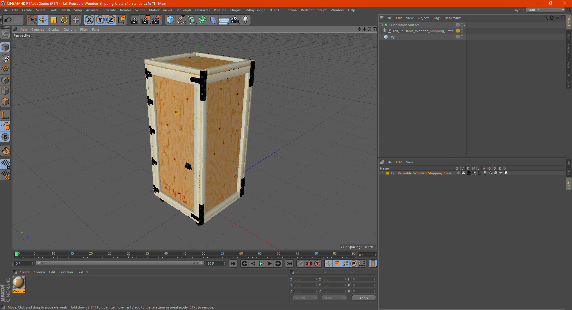3D model Tall Reusable Wooden Shipping Crate