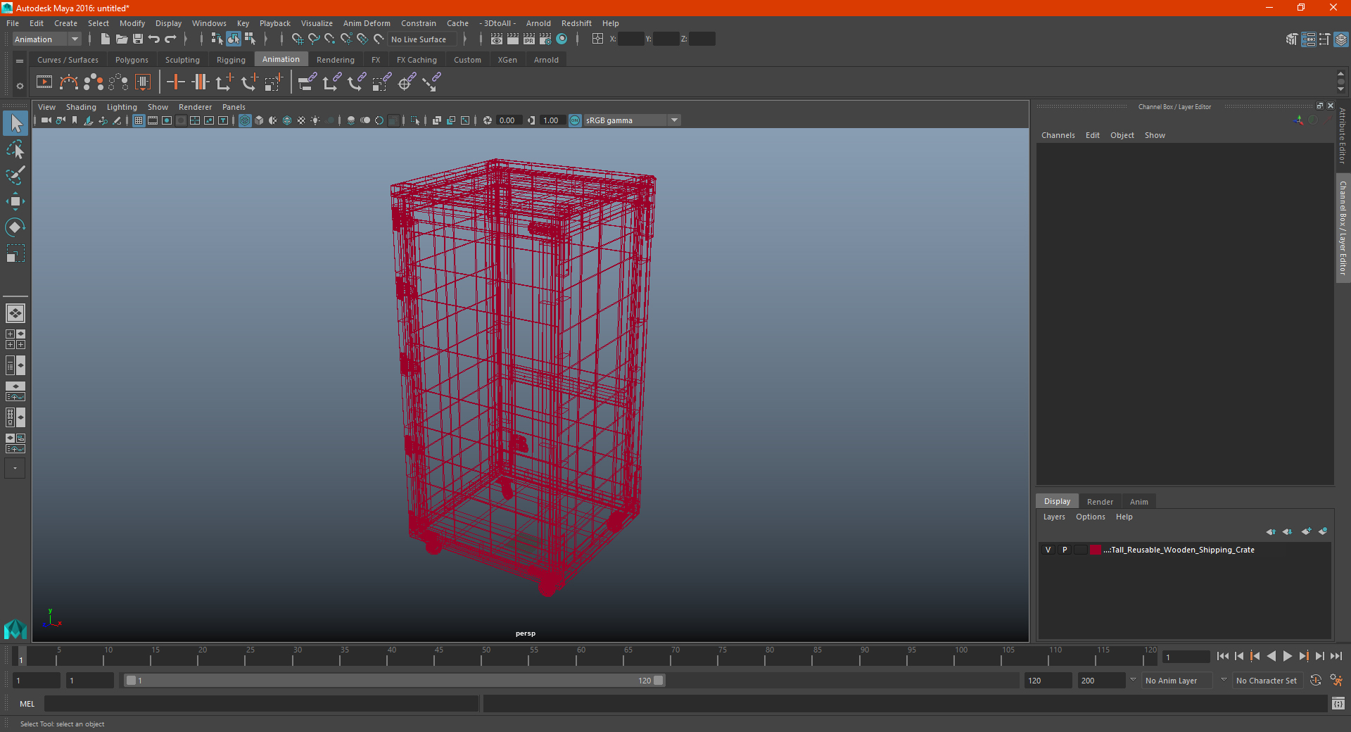 3D model Tall Reusable Wooden Shipping Crate