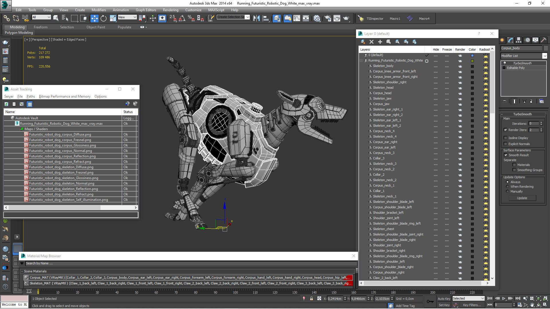 3D Running Futuristic Robotic Dog White