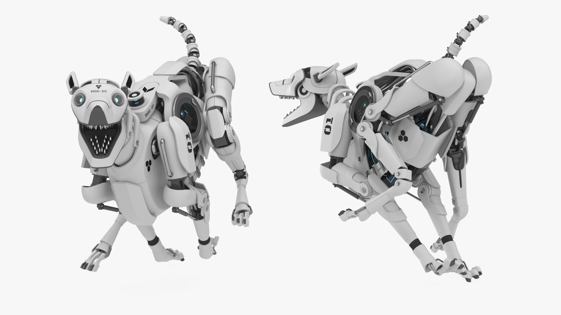 3D Running Futuristic Robotic Dog White