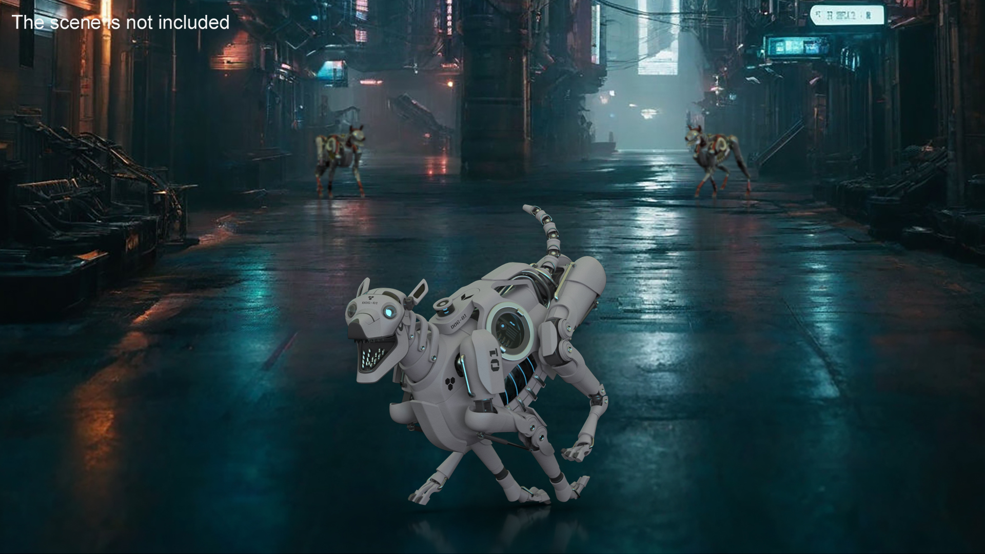 3D Running Futuristic Robotic Dog White