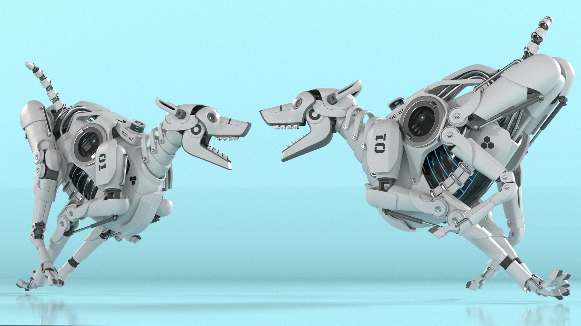 3D Running Futuristic Robotic Dog White