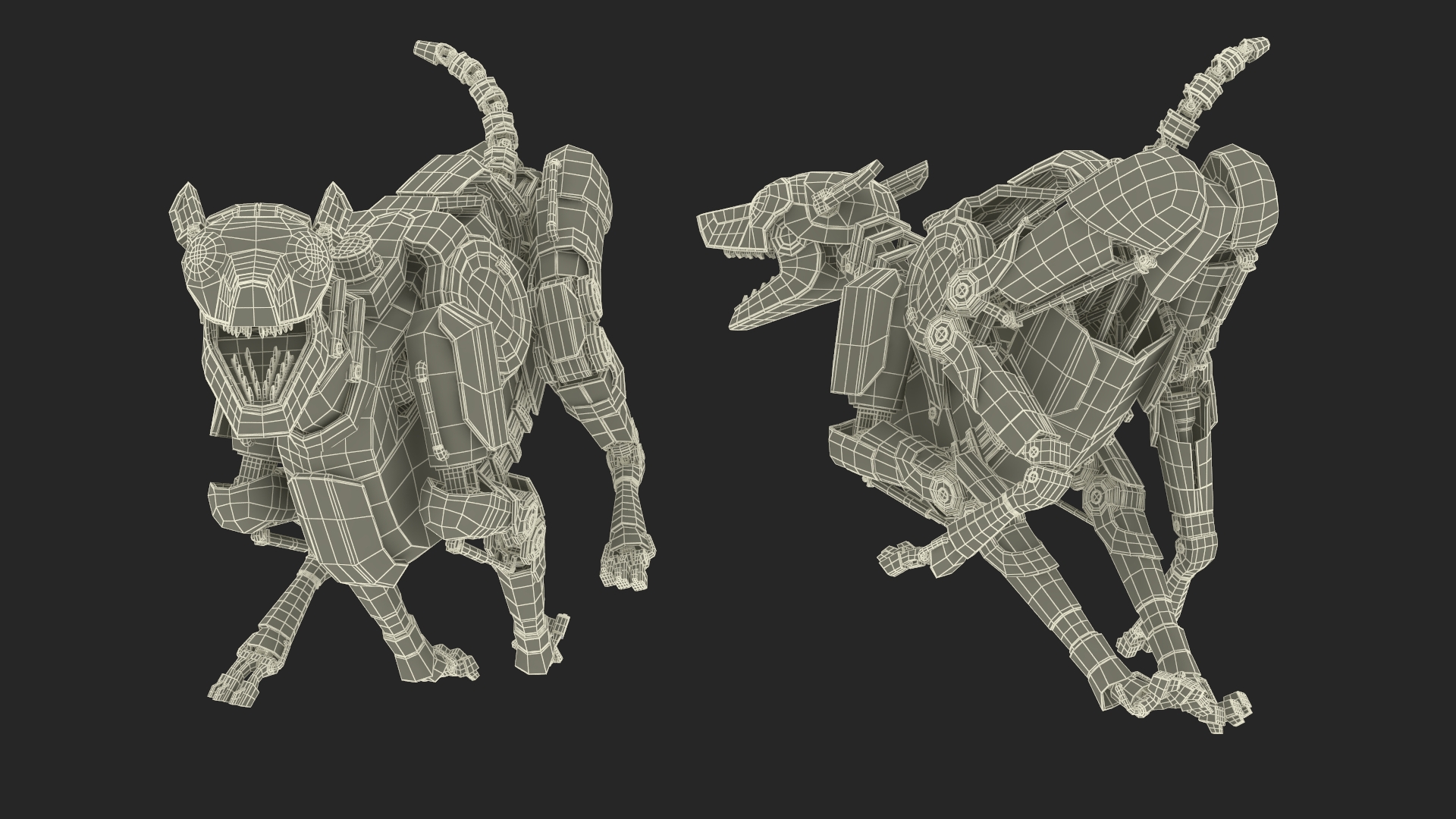 3D Running Futuristic Robotic Dog White