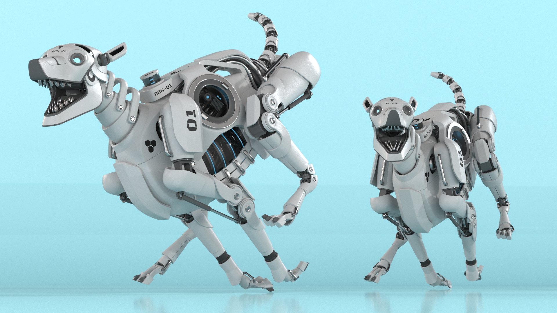 3D Running Futuristic Robotic Dog White