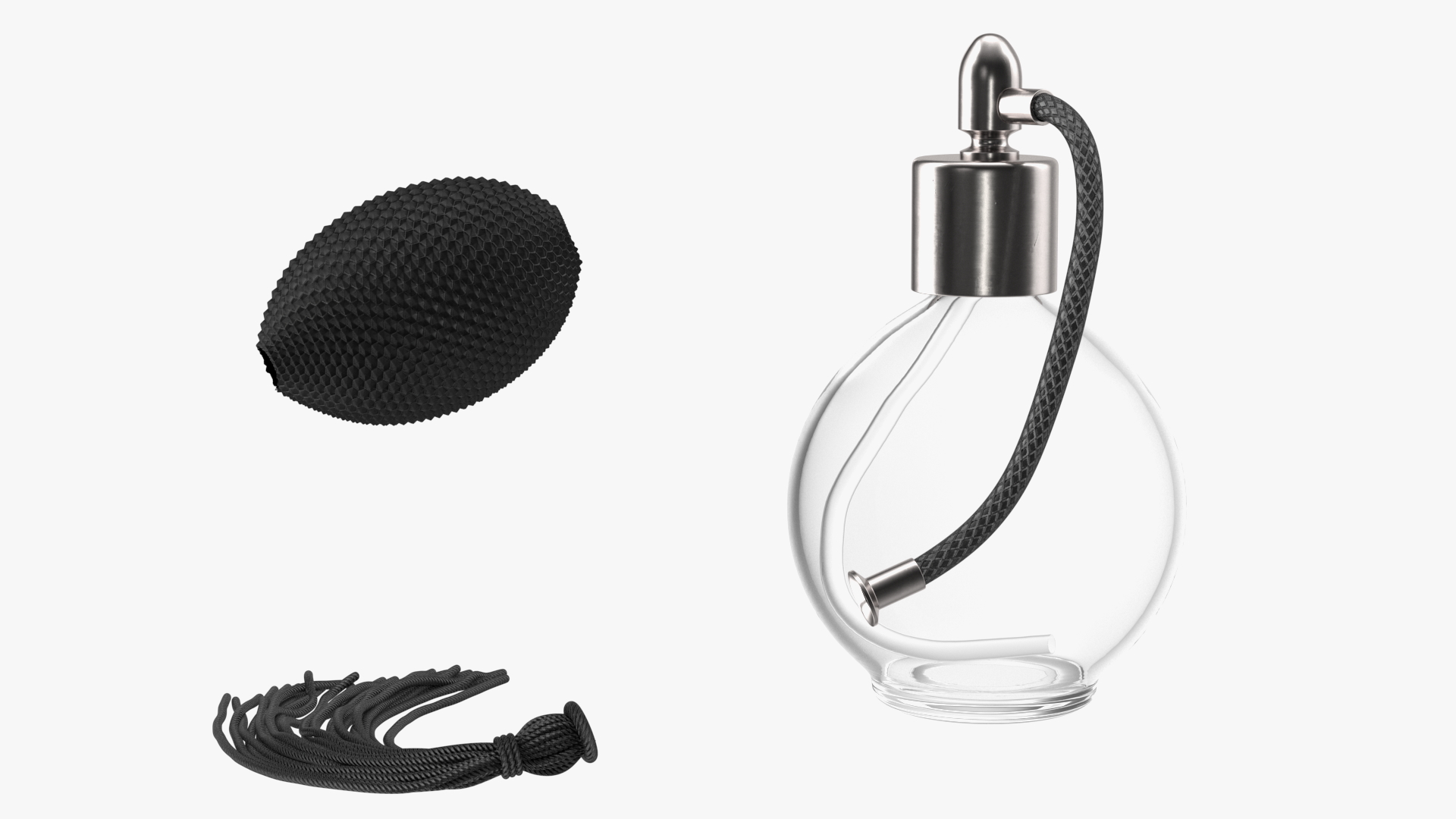 Silver Hose Pump Perfume Bottle Empty 3D