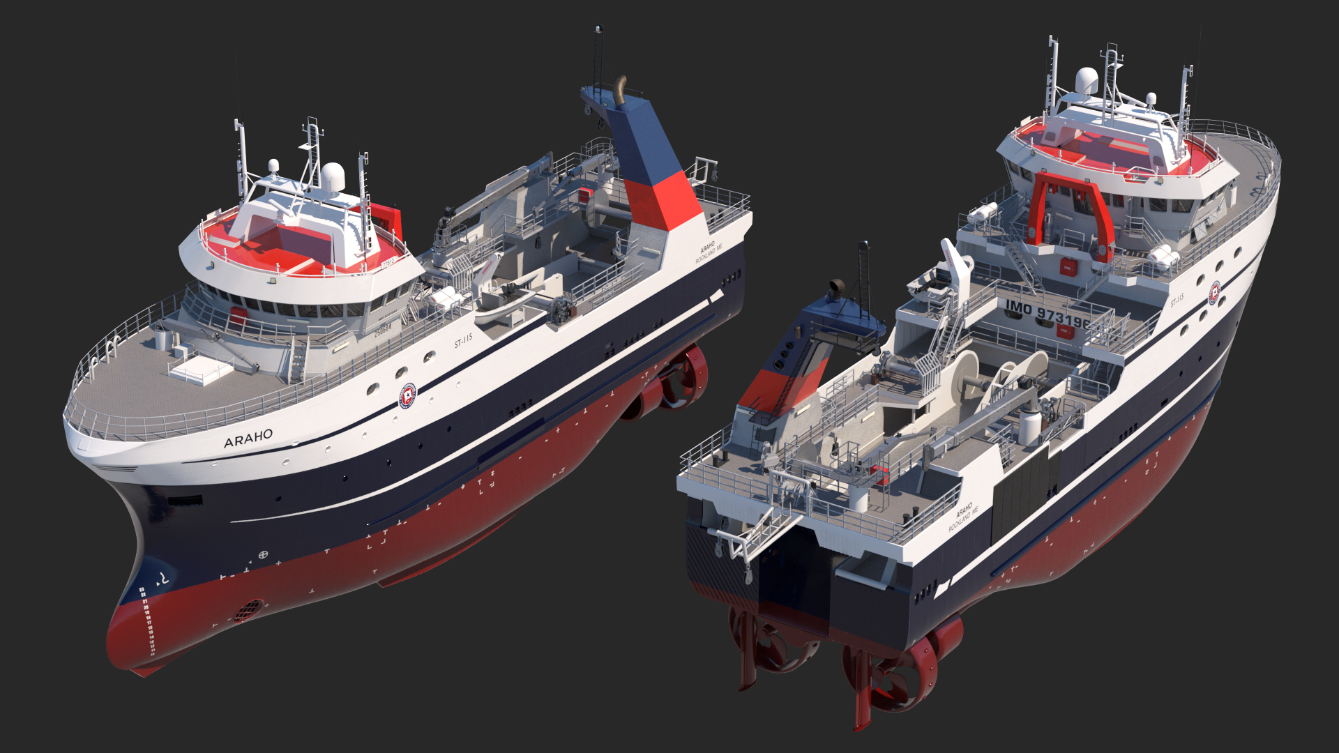ARAHO Freezer Processor Factory Trawler 3D model