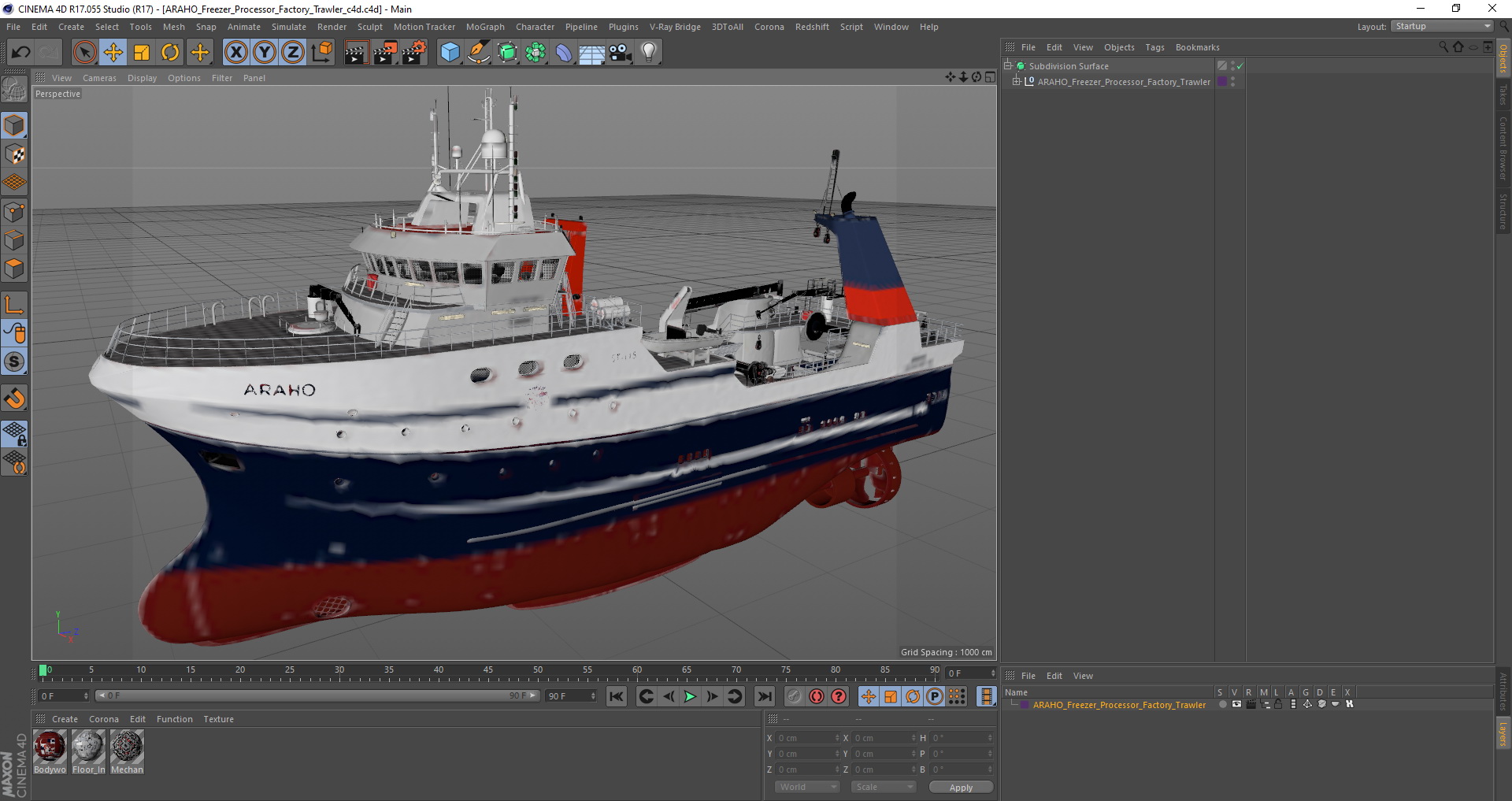 ARAHO Freezer Processor Factory Trawler 3D model