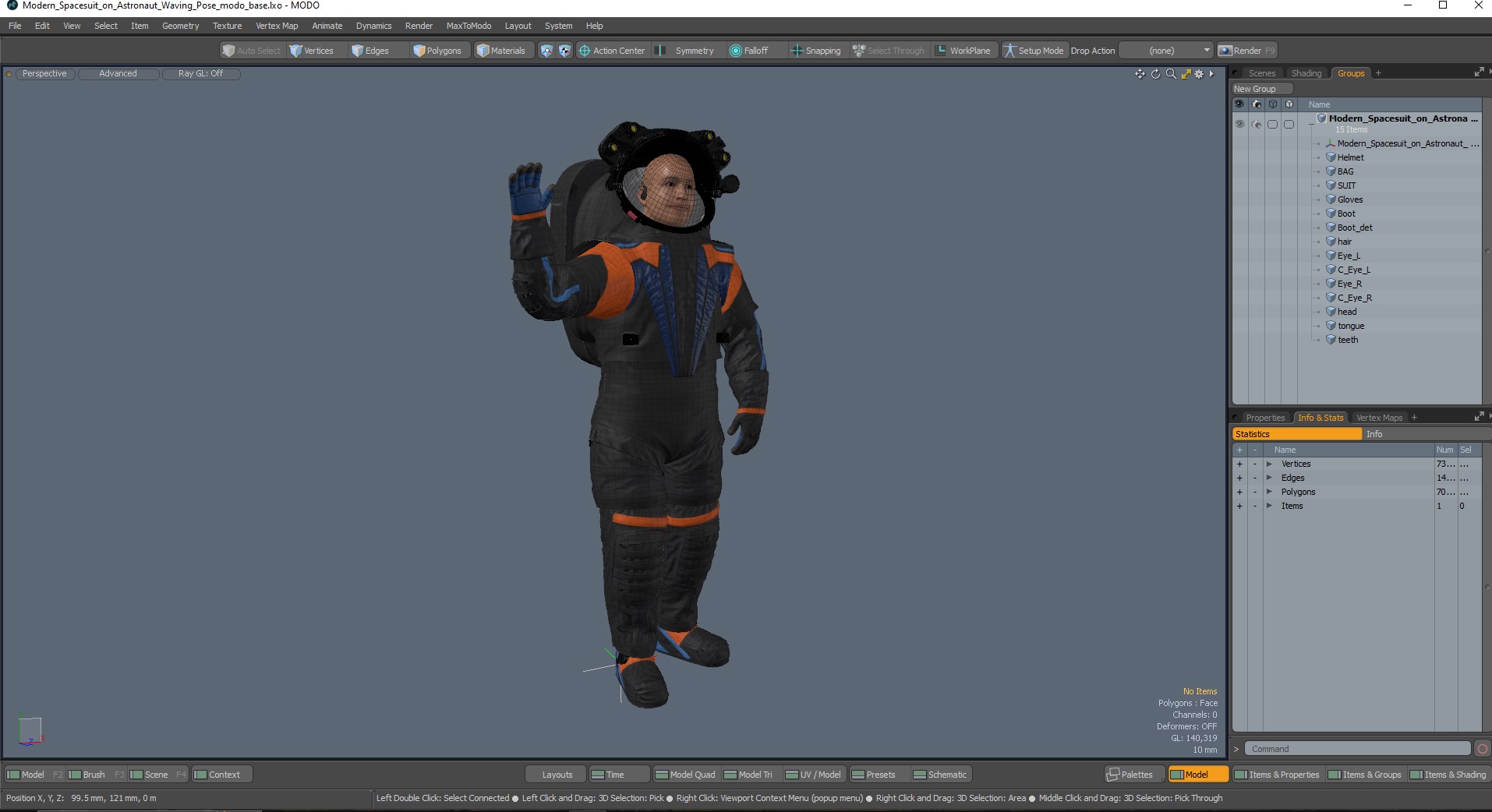 3D Modern Spacesuit on Astronaut Waving Pose