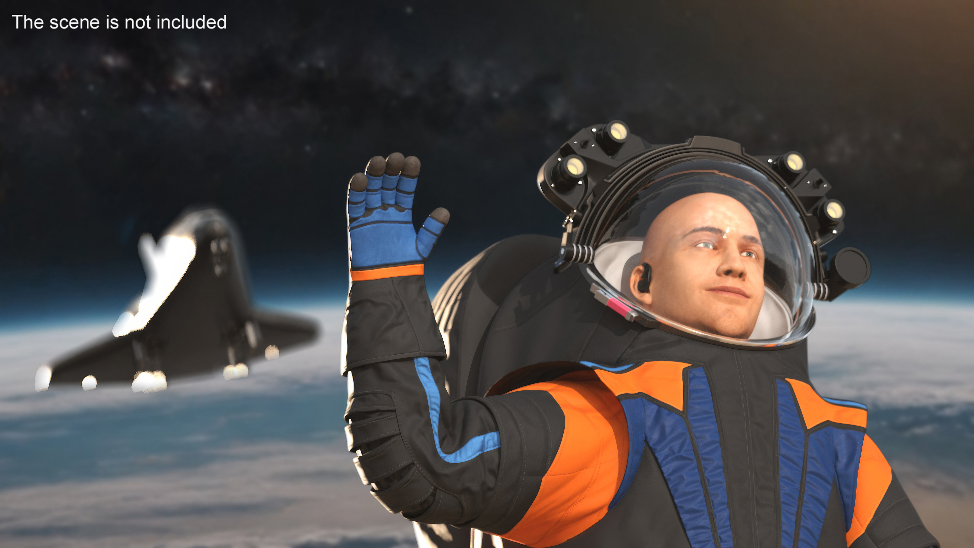 3D Modern Spacesuit on Astronaut Waving Pose