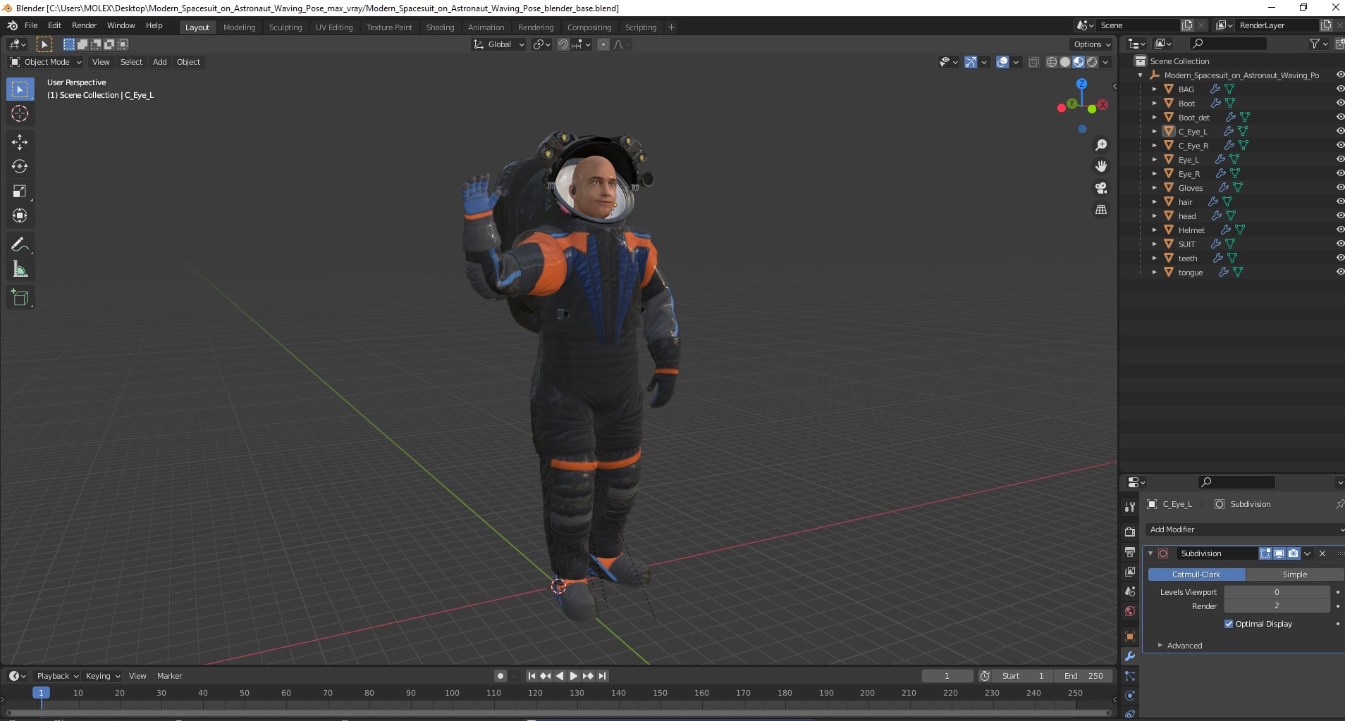 3D Modern Spacesuit on Astronaut Waving Pose