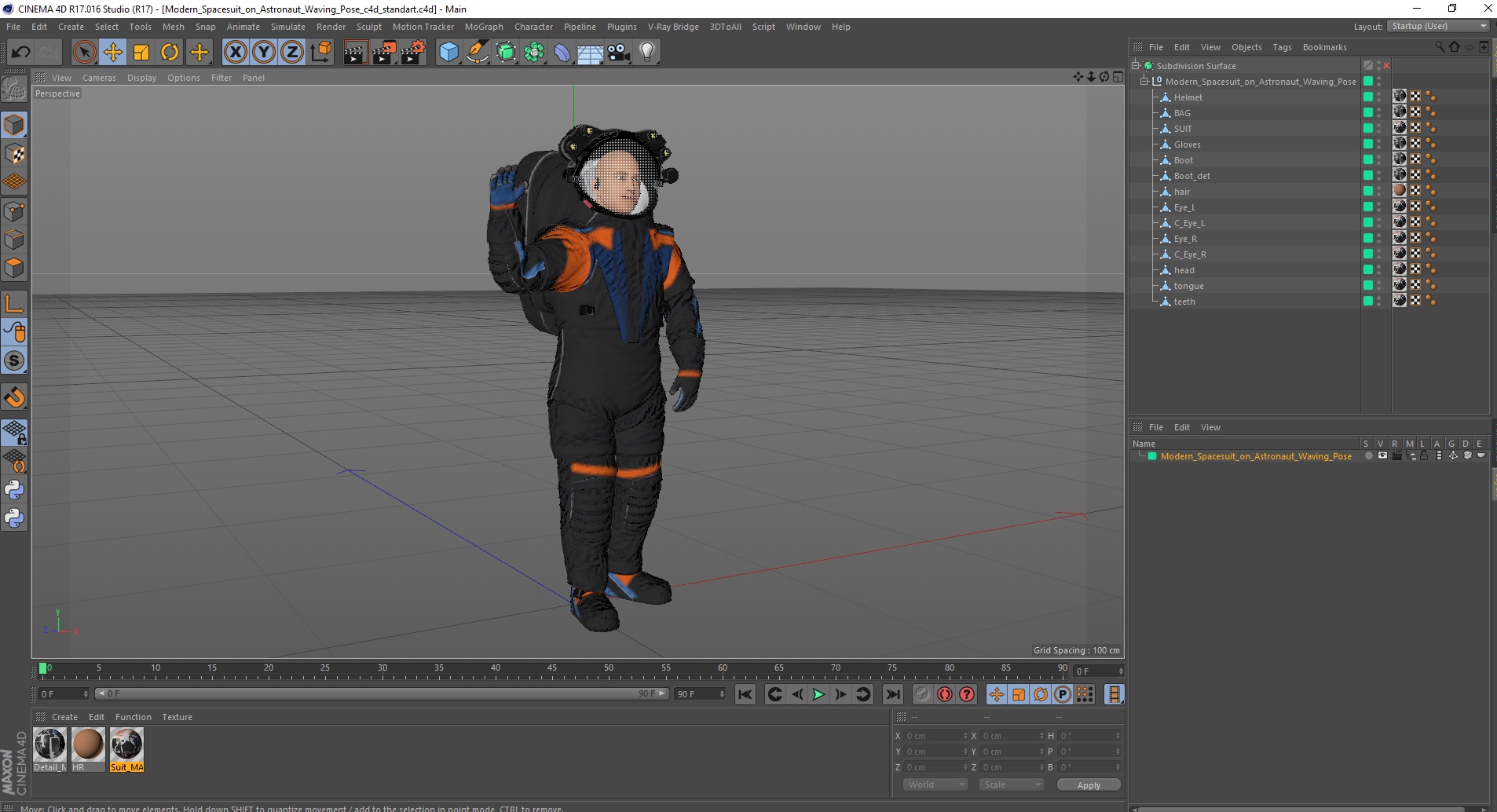 3D Modern Spacesuit on Astronaut Waving Pose